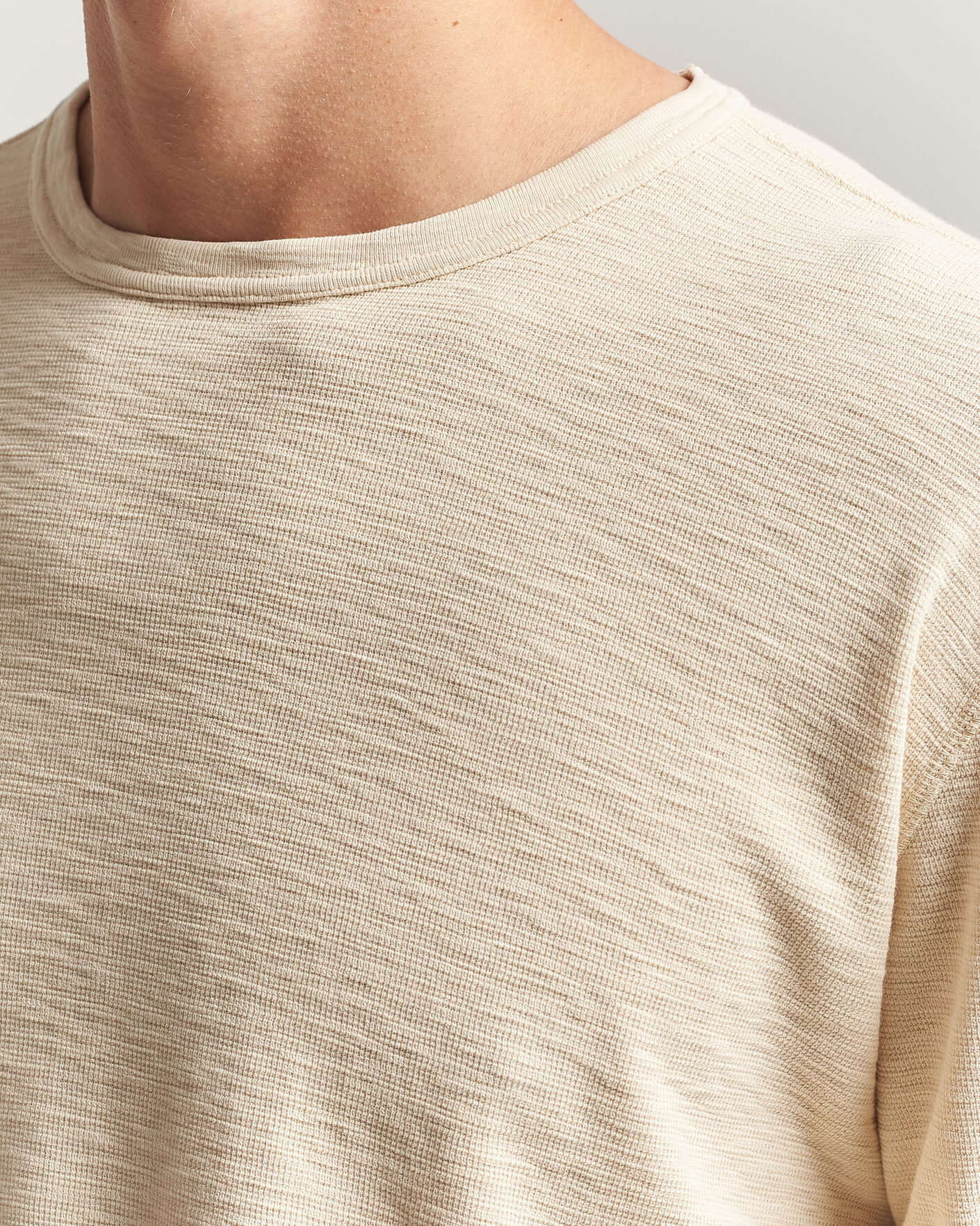 Men | T-Shirts | Sunflower | Long Sleeve Waffle Tee Beige
