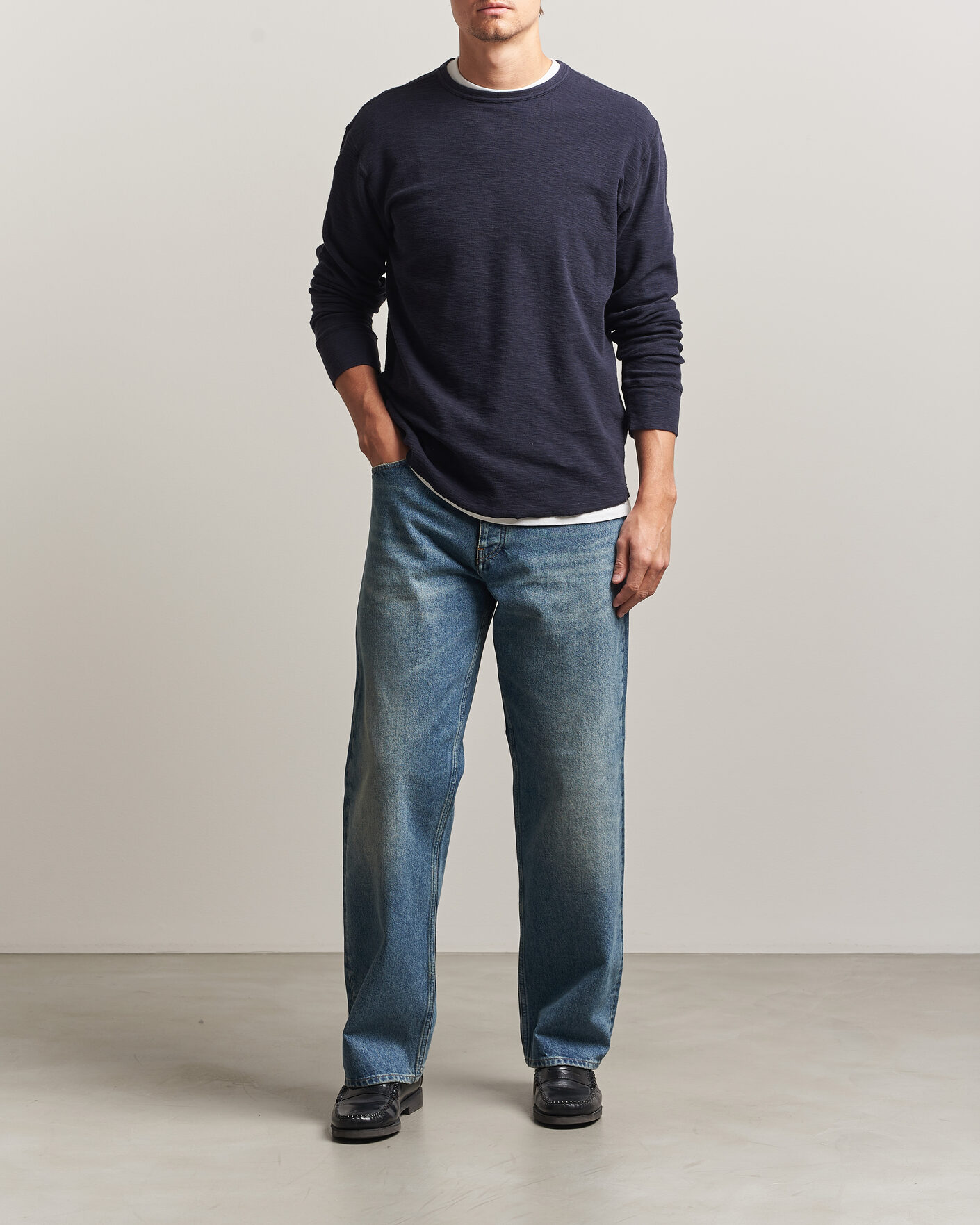 Men | T-Shirts | Sunflower | Long Sleeve Waffle Tee Navy