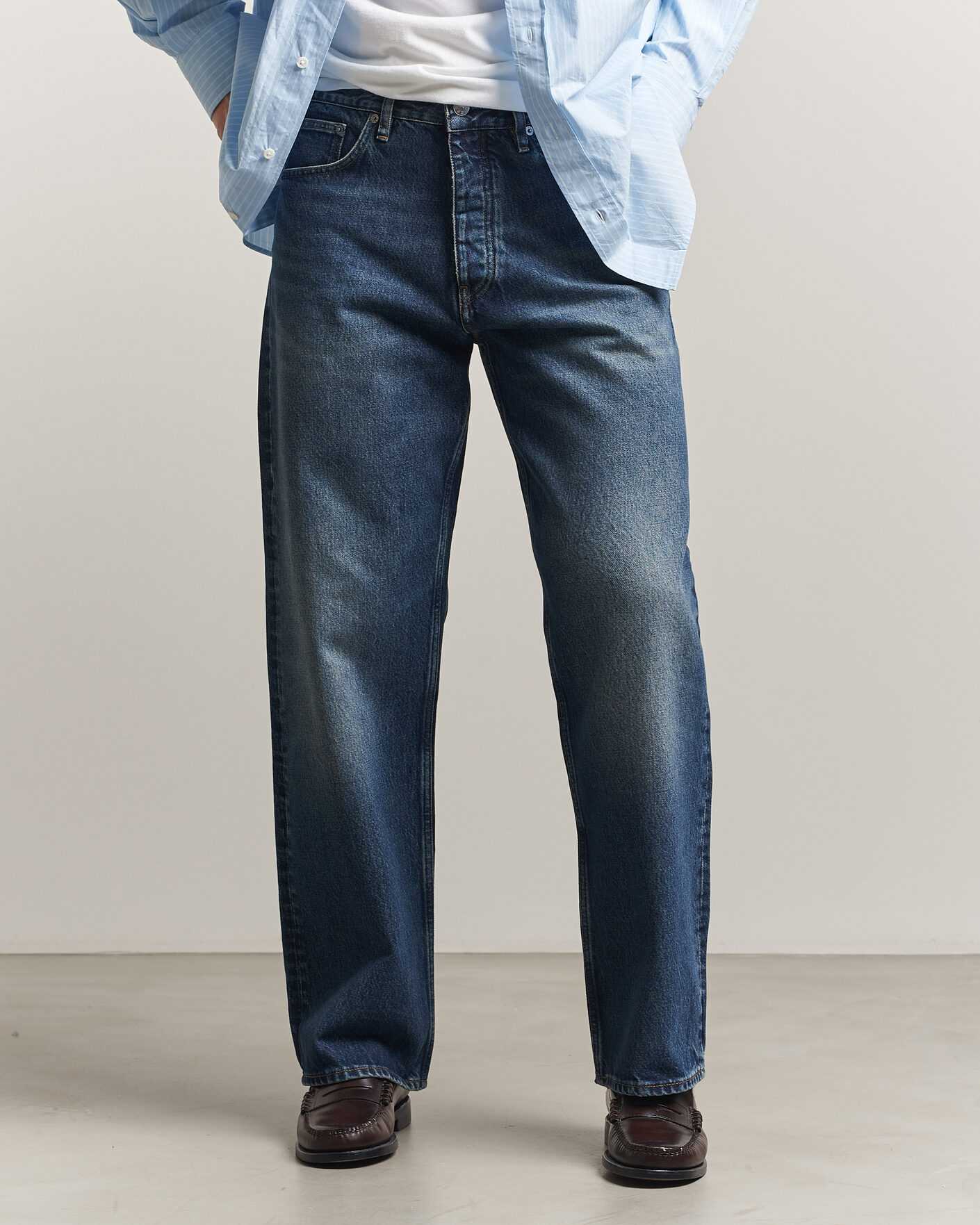 Men | Trousers | Sunflower | Loose Jeans Dark Blue Worn