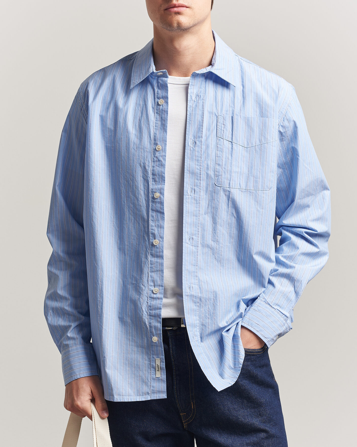 Men | Shirts | Forét | Maple Regular Fit Poplin Shirt Light Blue