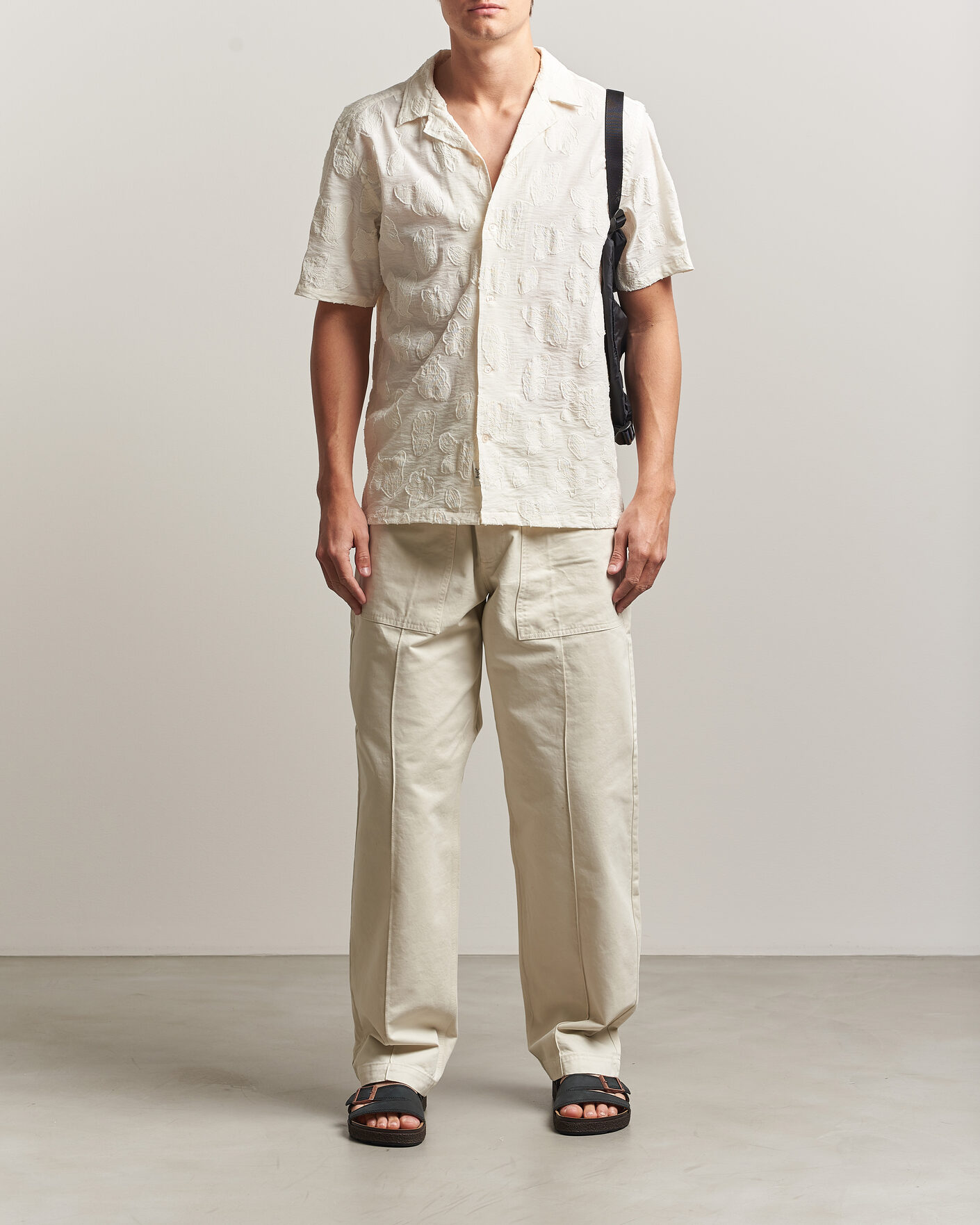 Men | Shirts | Forét | Peer Jaquard Short Sleeve Shirt Cloud