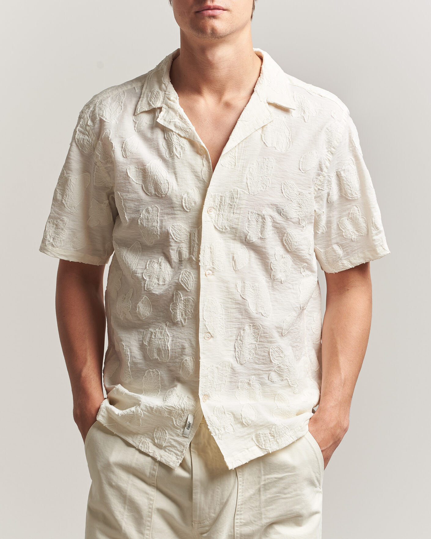 Men | Shirts | Forét | Peer Jaquard Short Sleeve Shirt Cloud