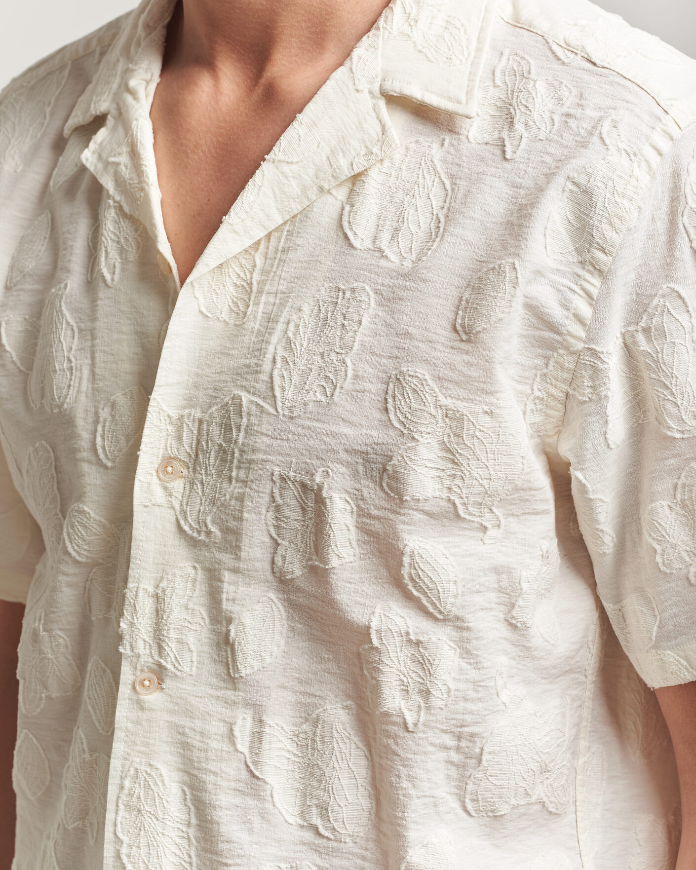 Men | Shirts | Forét | Peer Jaquard Short Sleeve Shirt Cloud