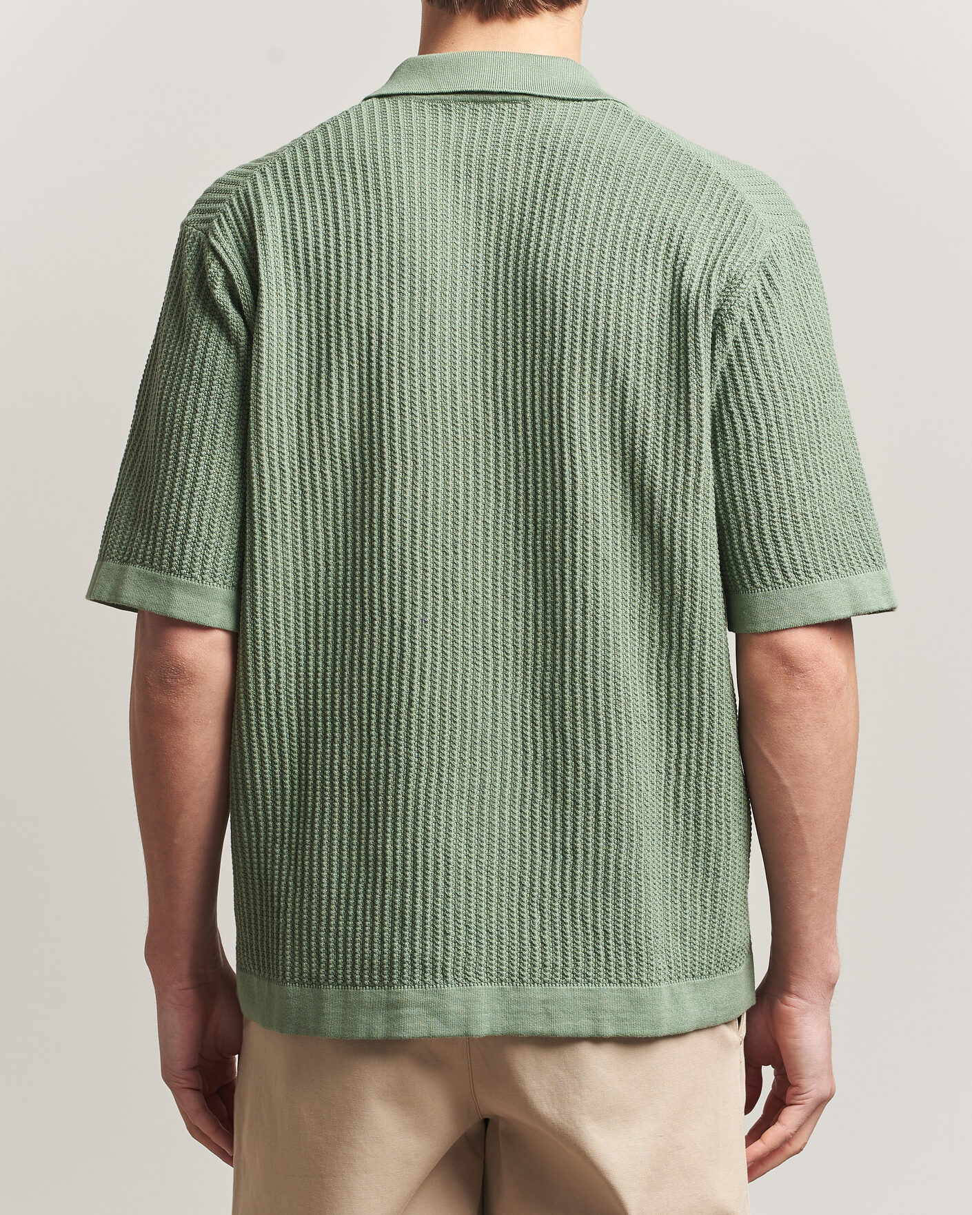 Men | Shirts | Forét | Barrow Short Sleeve Knitted Cotton Shirt Green Oxide