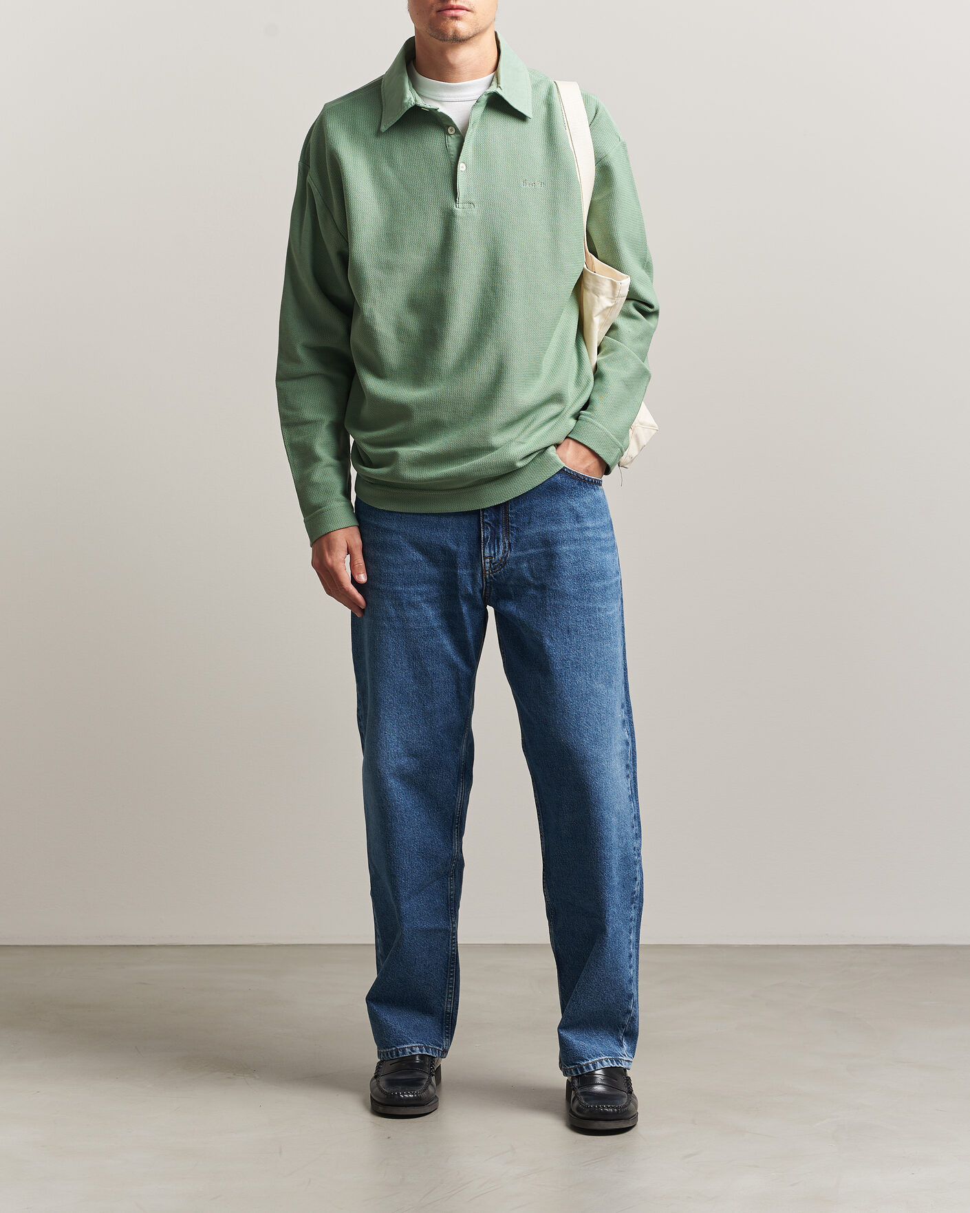 Men | Polo Shirts | Forét | Herb Textured Knit Polo Green Oxide