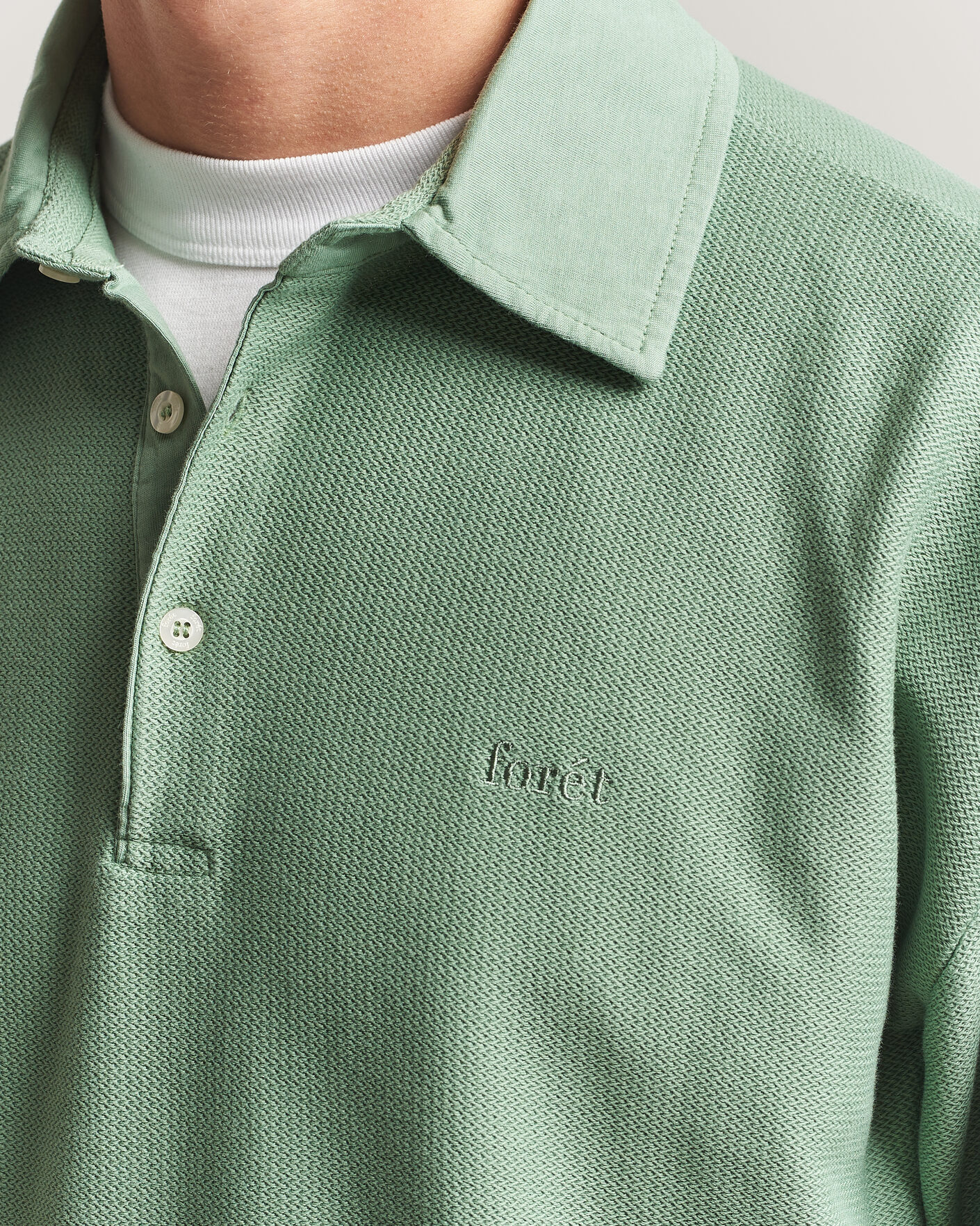 Men | Polo Shirts | Forét | Herb Textured Knit Polo Green Oxide