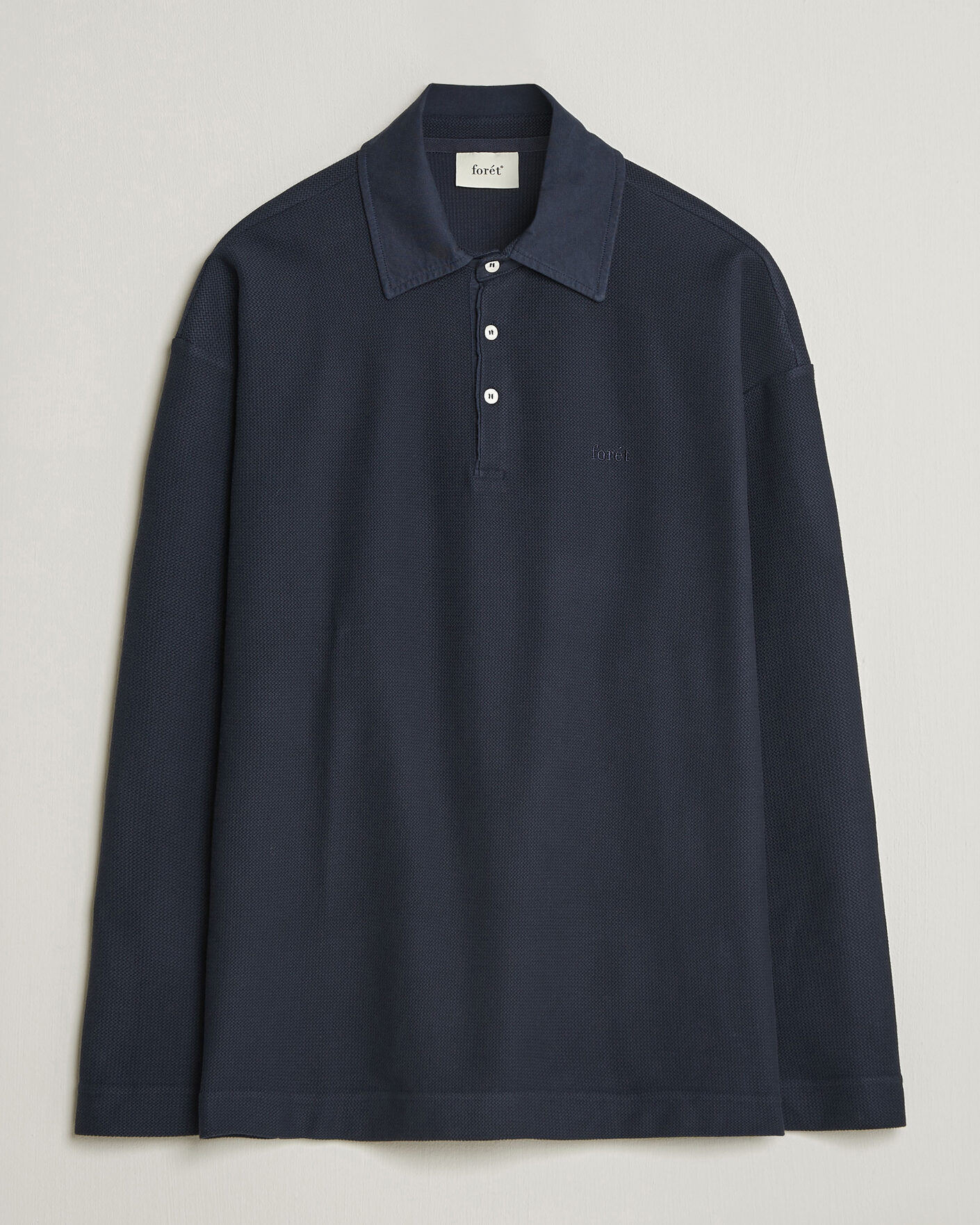 Men | Sweaters & Knitwear | Forét | Herb Textured Knit Polo Navy