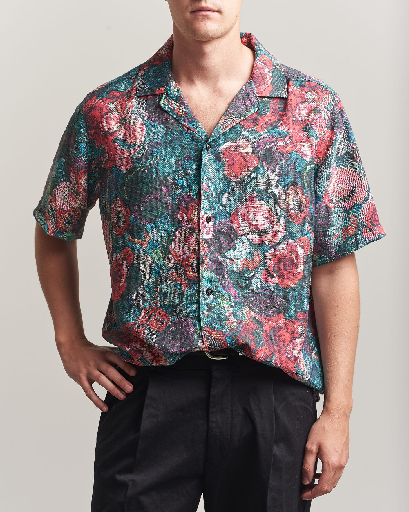 Men | Shirts | LES DEUX | Bouquet AOP Short Sleeve Shirt Multi