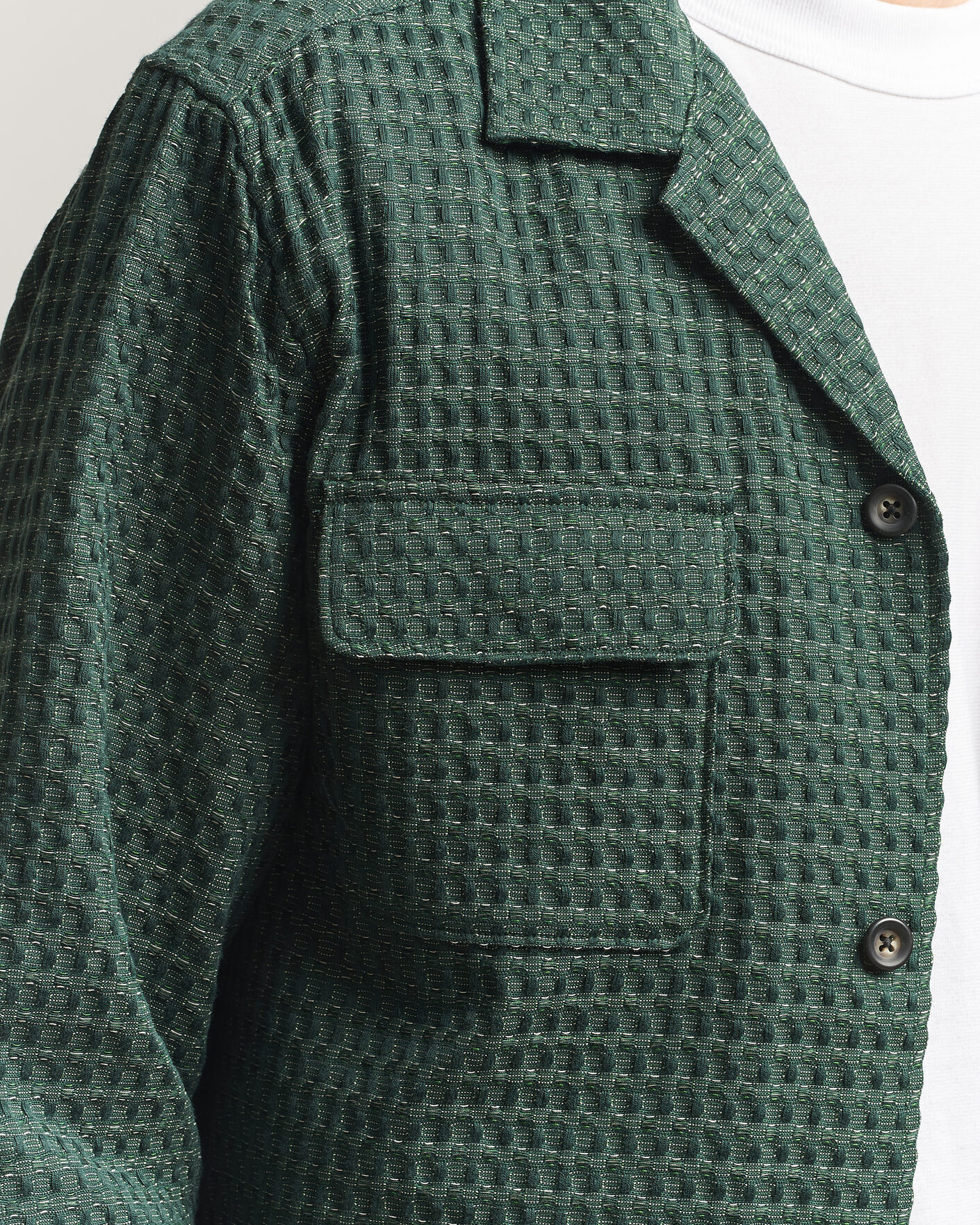 Men | Shirts | LES DEUX | Check Seersucker Overshirt Pine Green