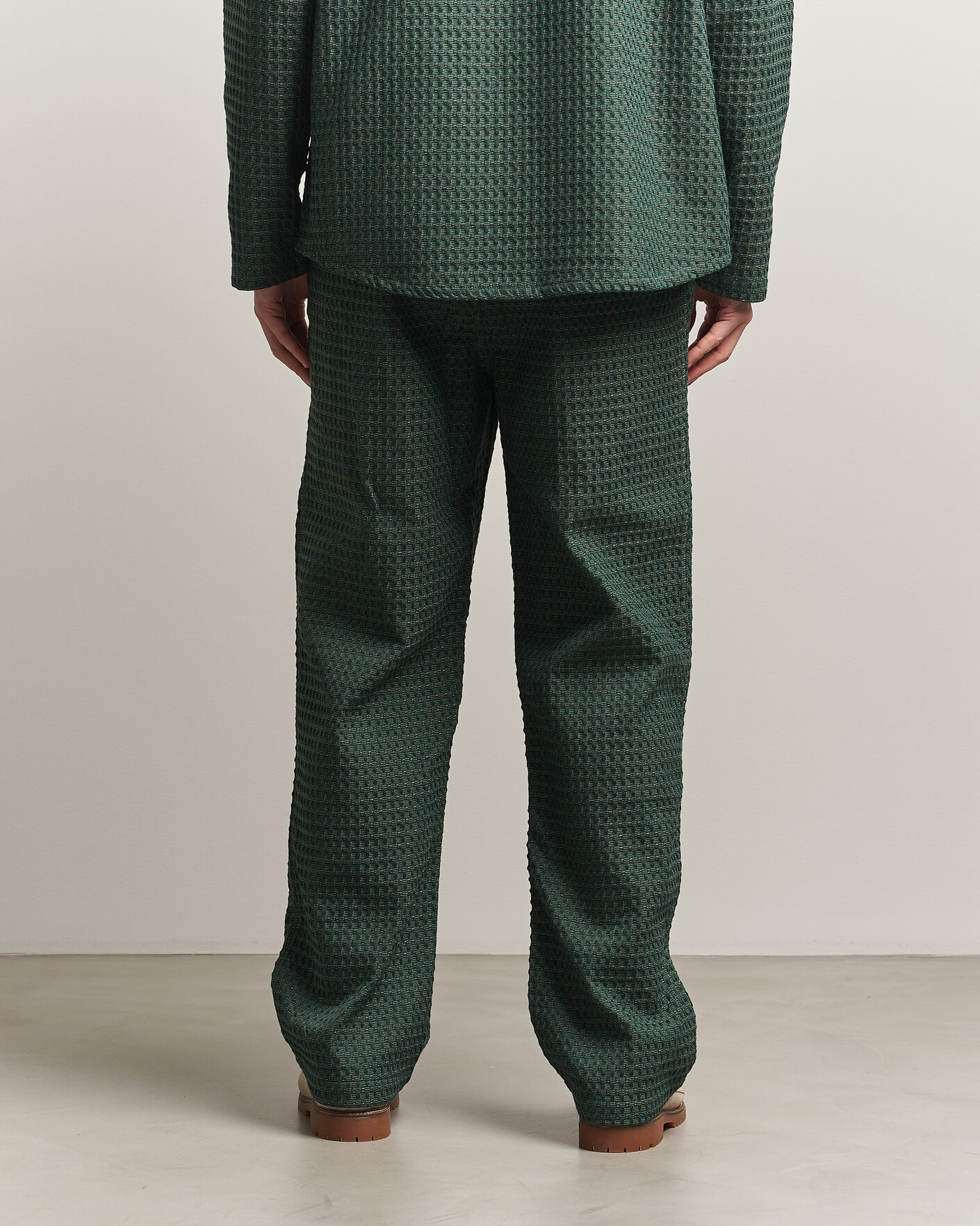 Men | Trousers | LES DEUX | Check Seersucker Casual Pants Pine Green