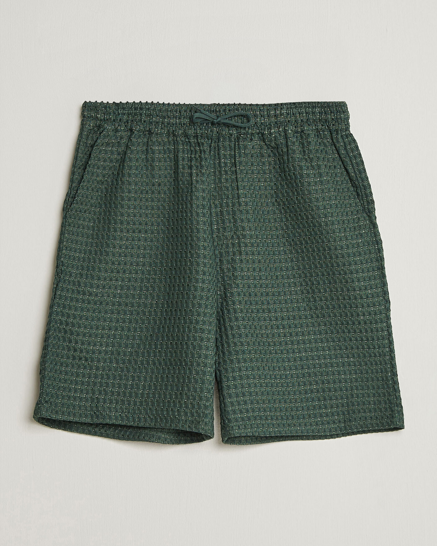 Men | Shorts | LES DEUX | Check Seersucker Casual Shorts Pine Green