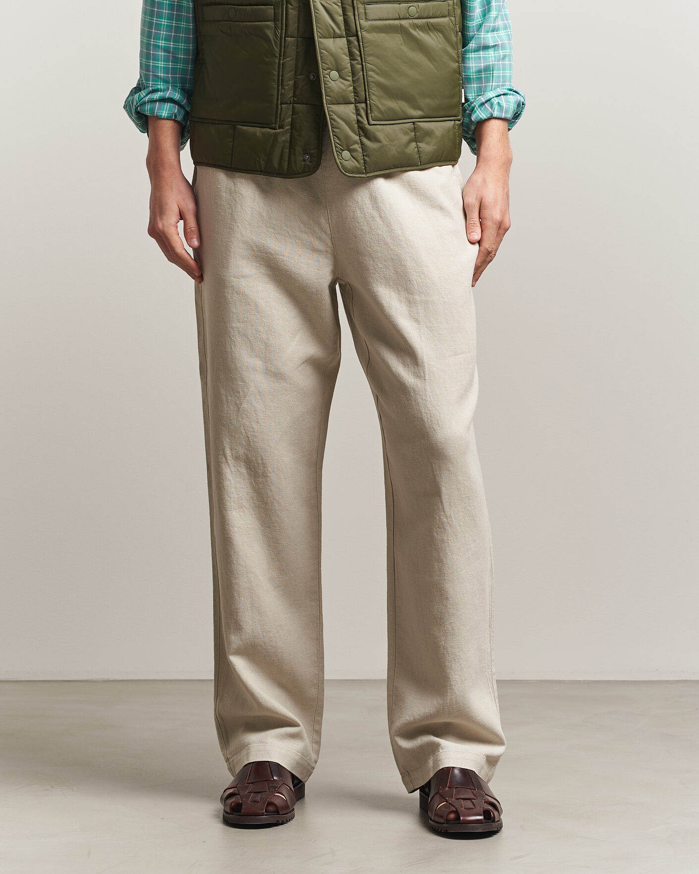 Men | Trousers | LES DEUX | Linen Casual Pants Light Sand