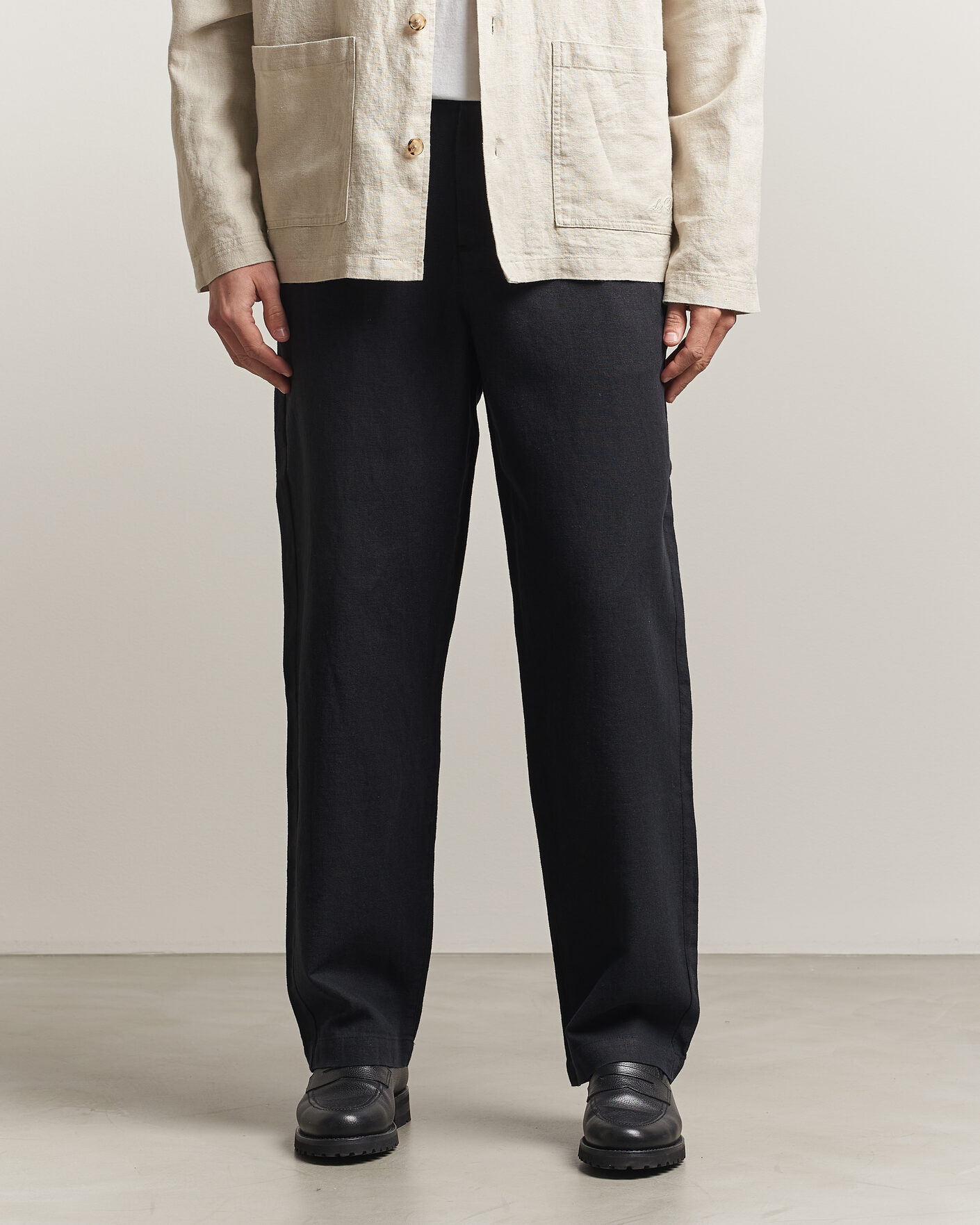 Men | Trousers | LES DEUX | Linen Comfort Suit Pants Black