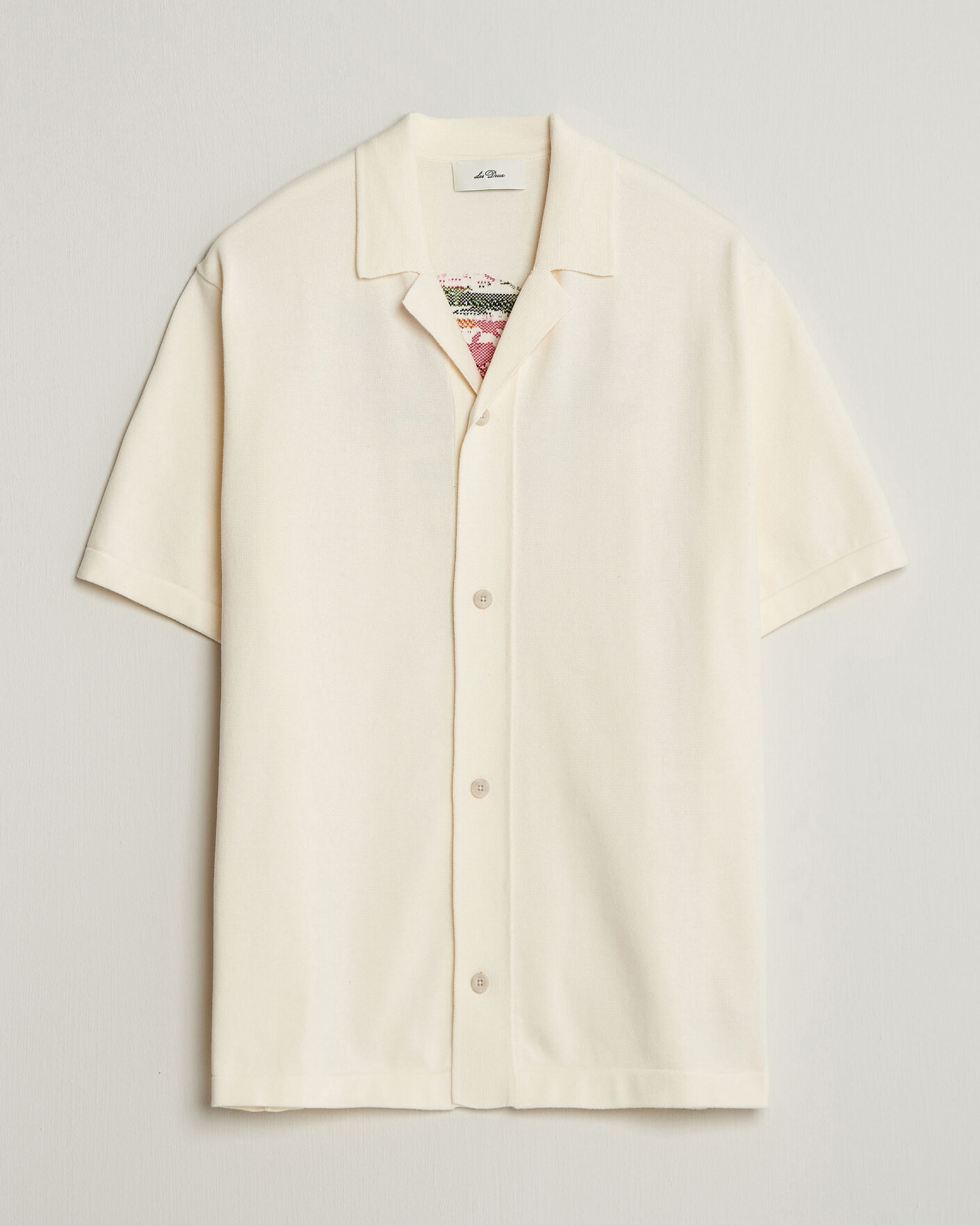 Men | Shirts | LES DEUX | Bouquet Knitted Short Sleeve Shirt Eggnog White
