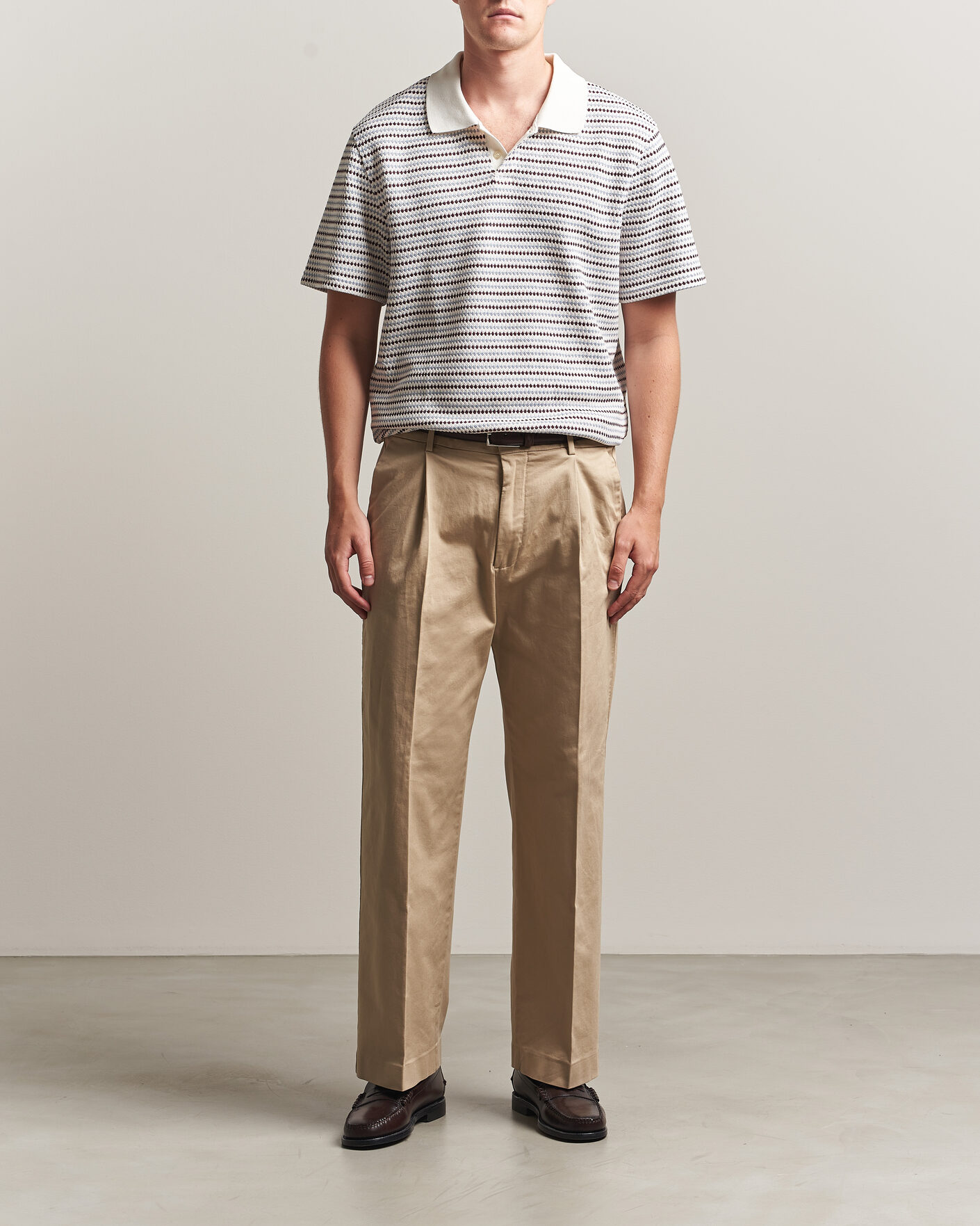 Men | Polo Shirts | LES DEUX | Knitted Stripe Polo Eggnog White
