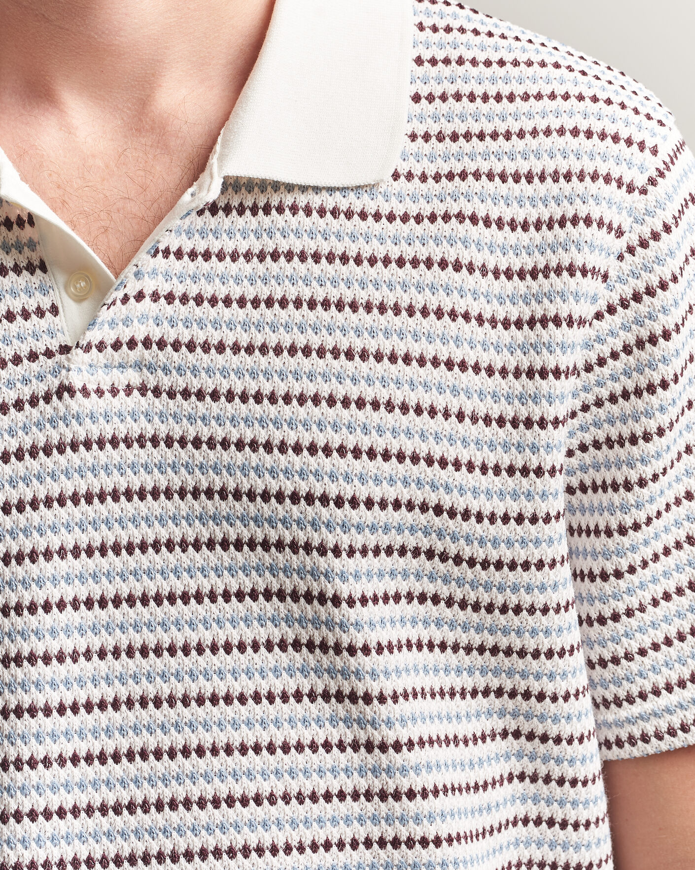 Men | Polo Shirts | LES DEUX | Knitted Stripe Polo Eggnog White