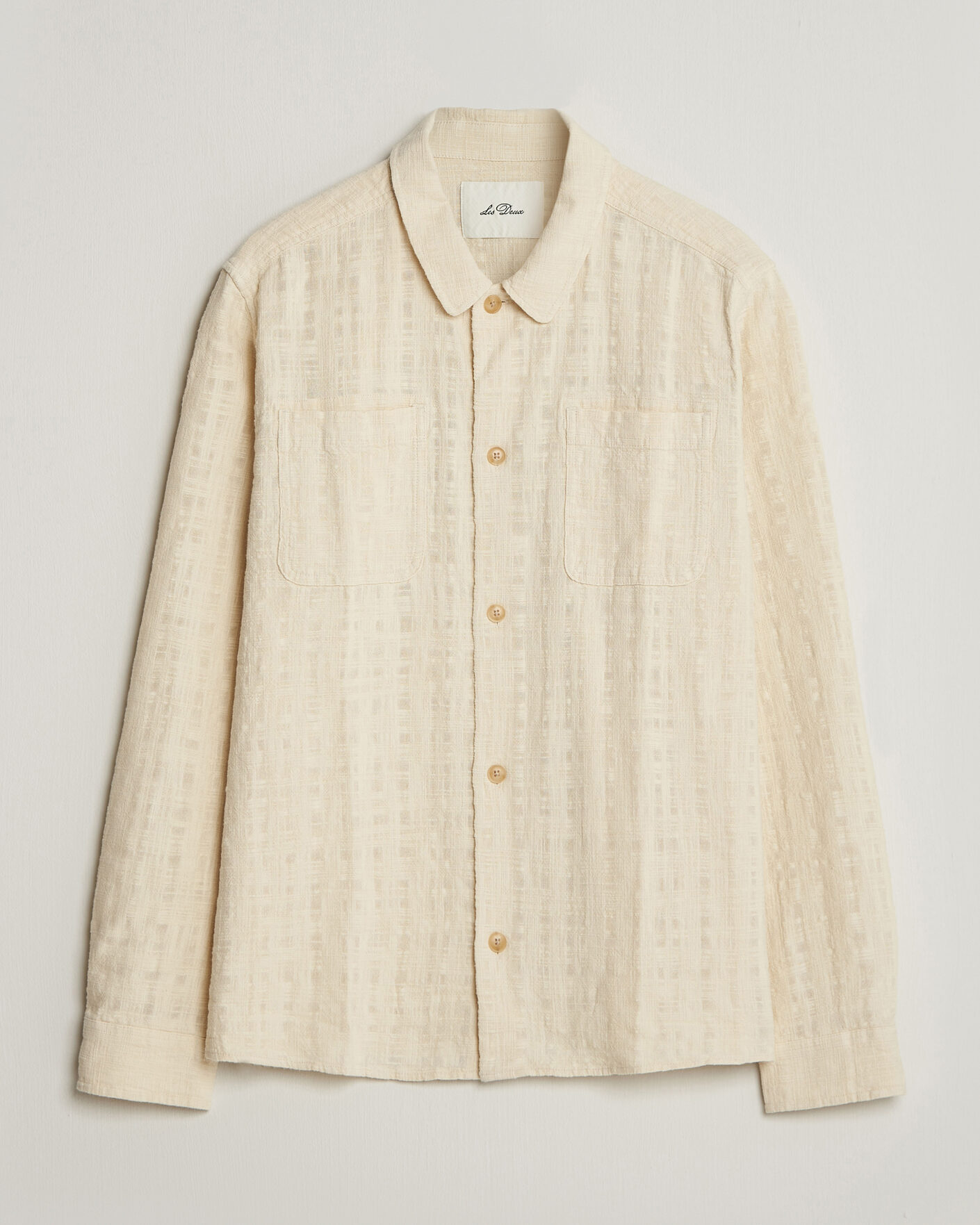 Men | Shirts | LES DEUX | Textured Slub Overshirt Ivory