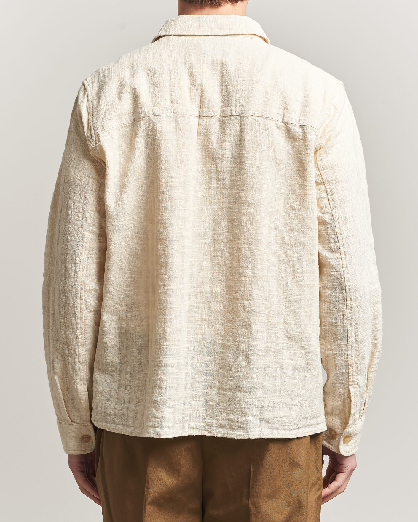 Men | Shirts | LES DEUX | Textured Slub Overshirt Ivory