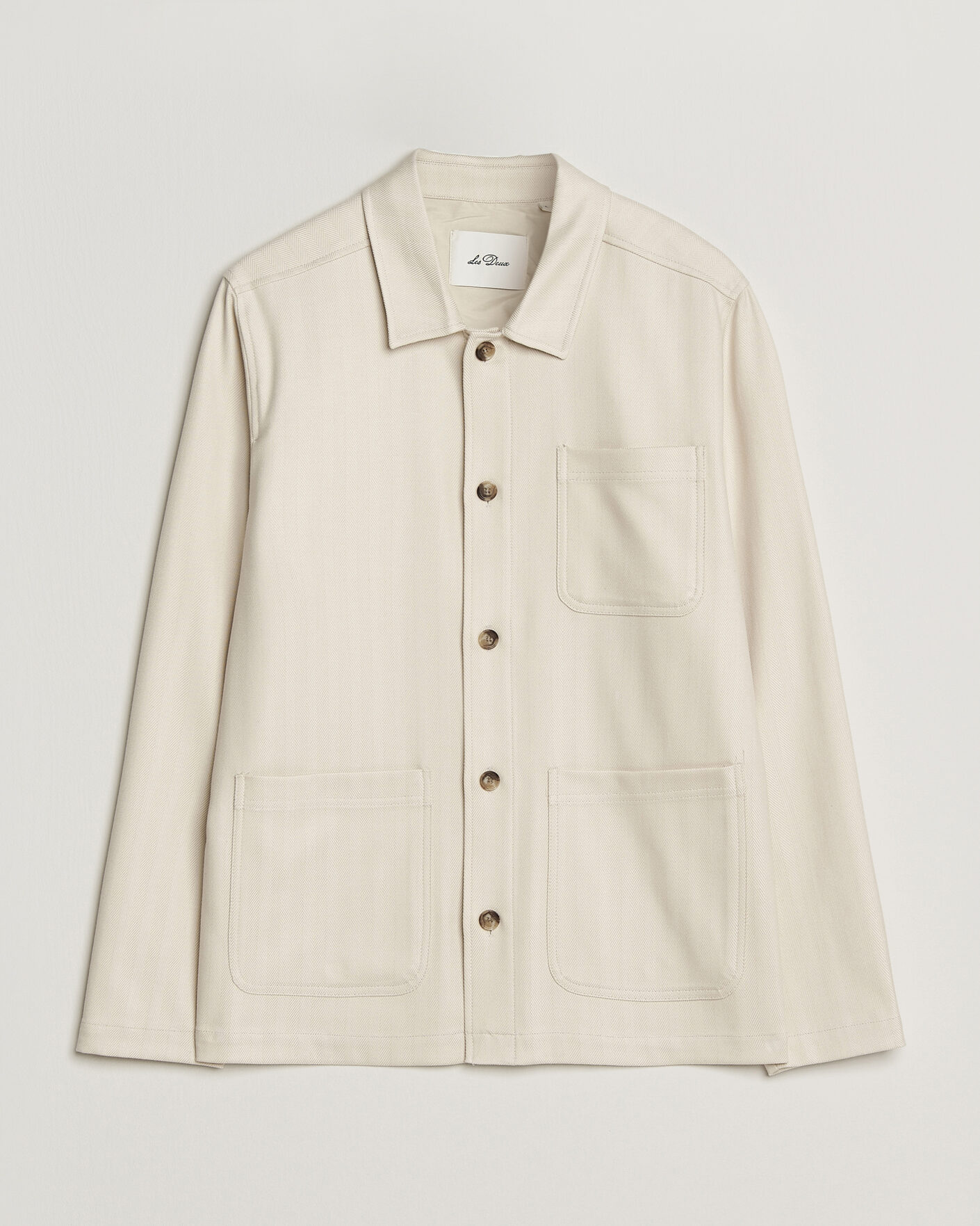 Men | Shirts | LES DEUX | Herringbone Overshirt Ivory