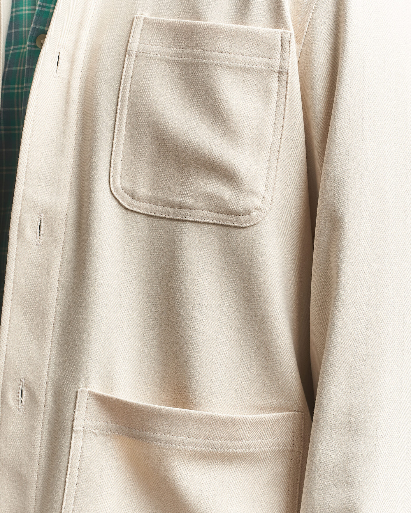 Men | Shirts | LES DEUX | Herringbone Overshirt Ivory