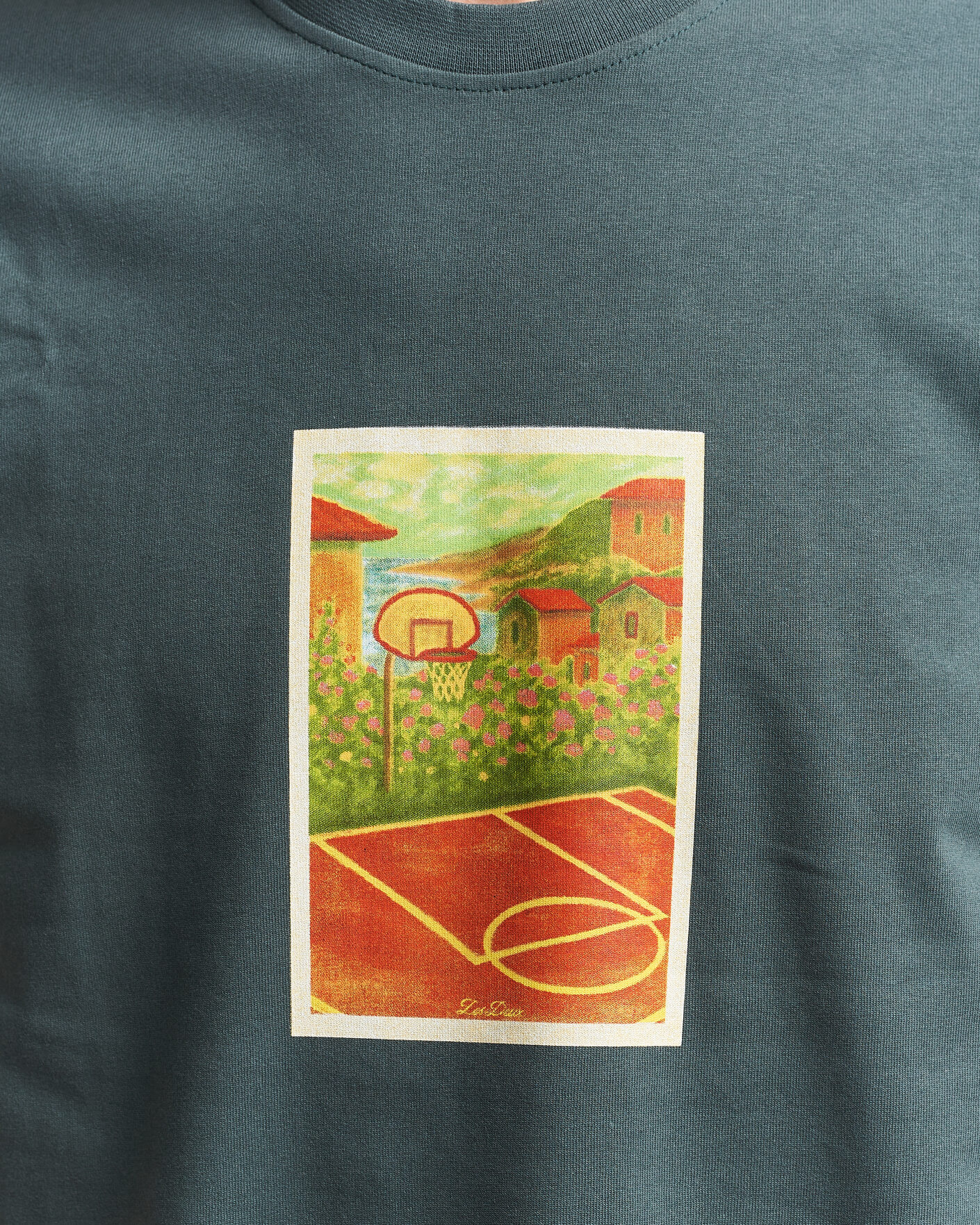 Men | T-Shirts | LES DEUX | Court Printed T-Shirt Pine Green