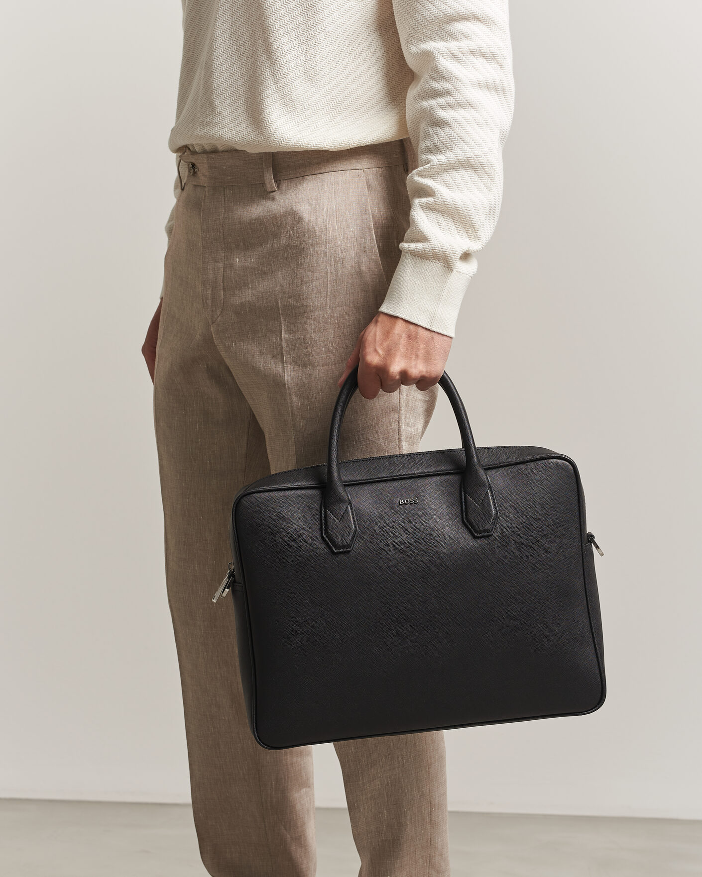 Men | Bags | BOSS BLACK | Northon Leather Document Case Black