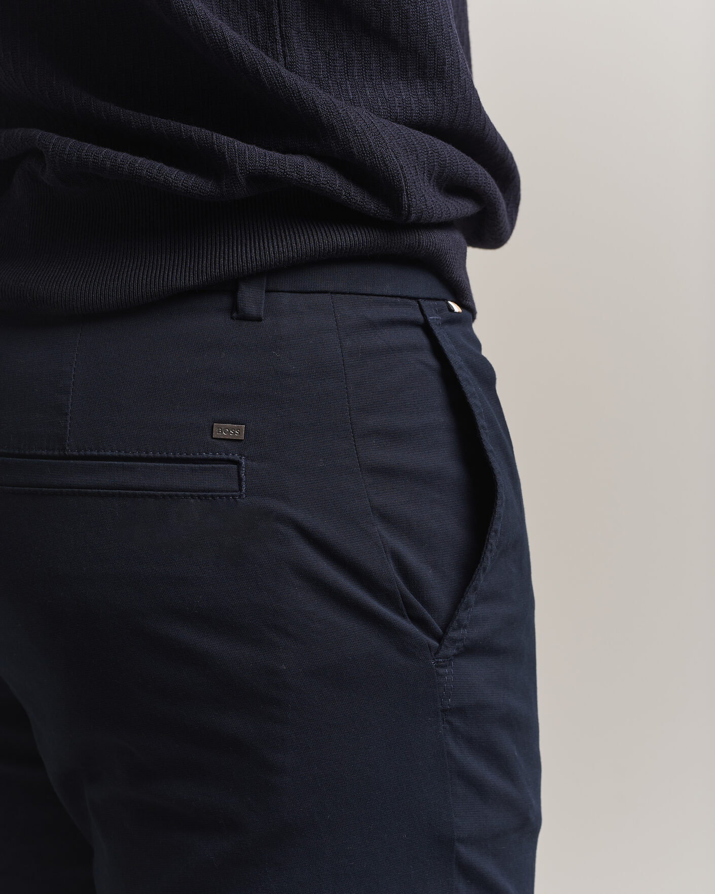 Men | Trousers | BOSS BLACK | Kaiton Structured Chinos Dark Blue