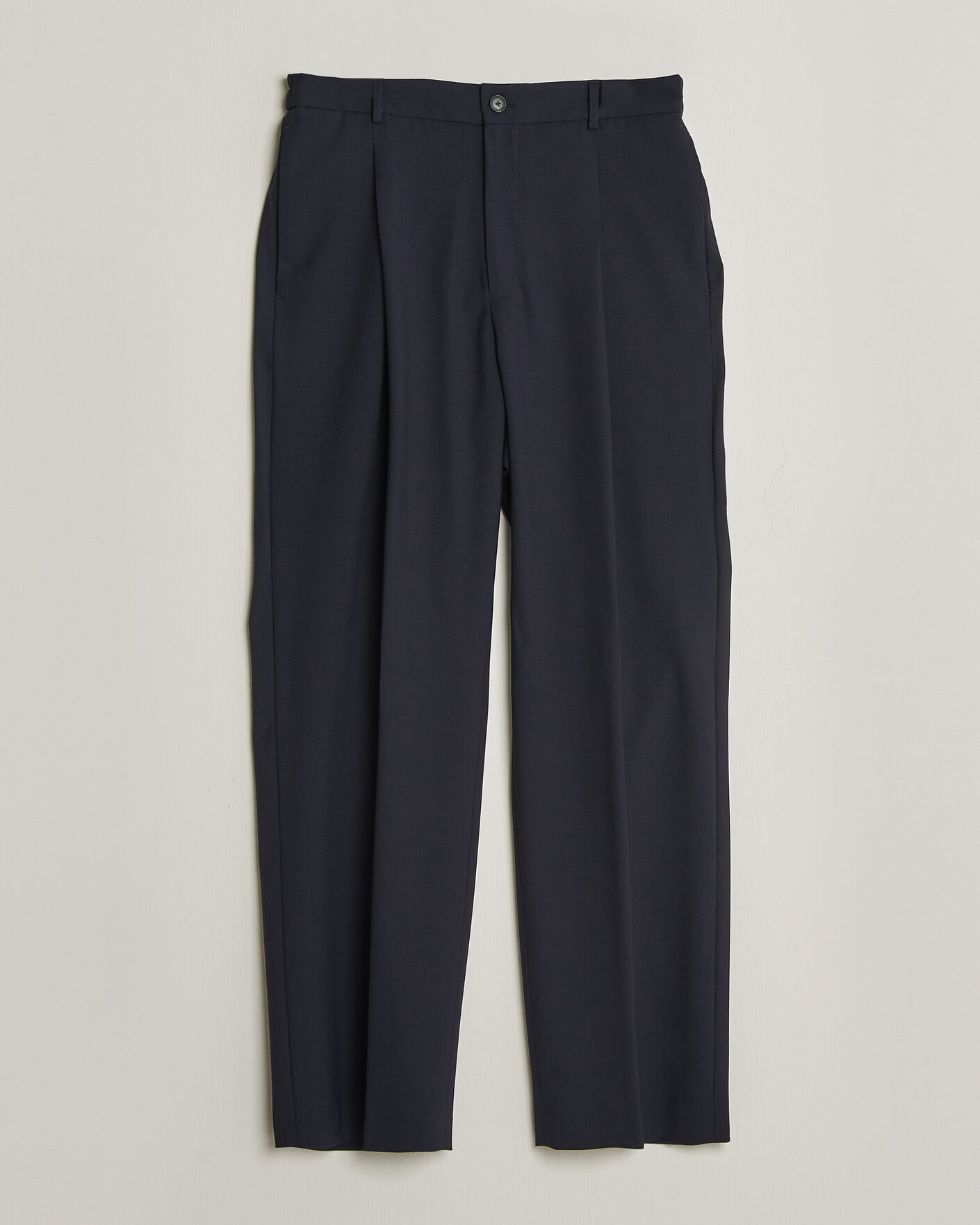 Men | Trousers | BOSS BLACK | Pat Pleated Wool Trousers Dark Blue