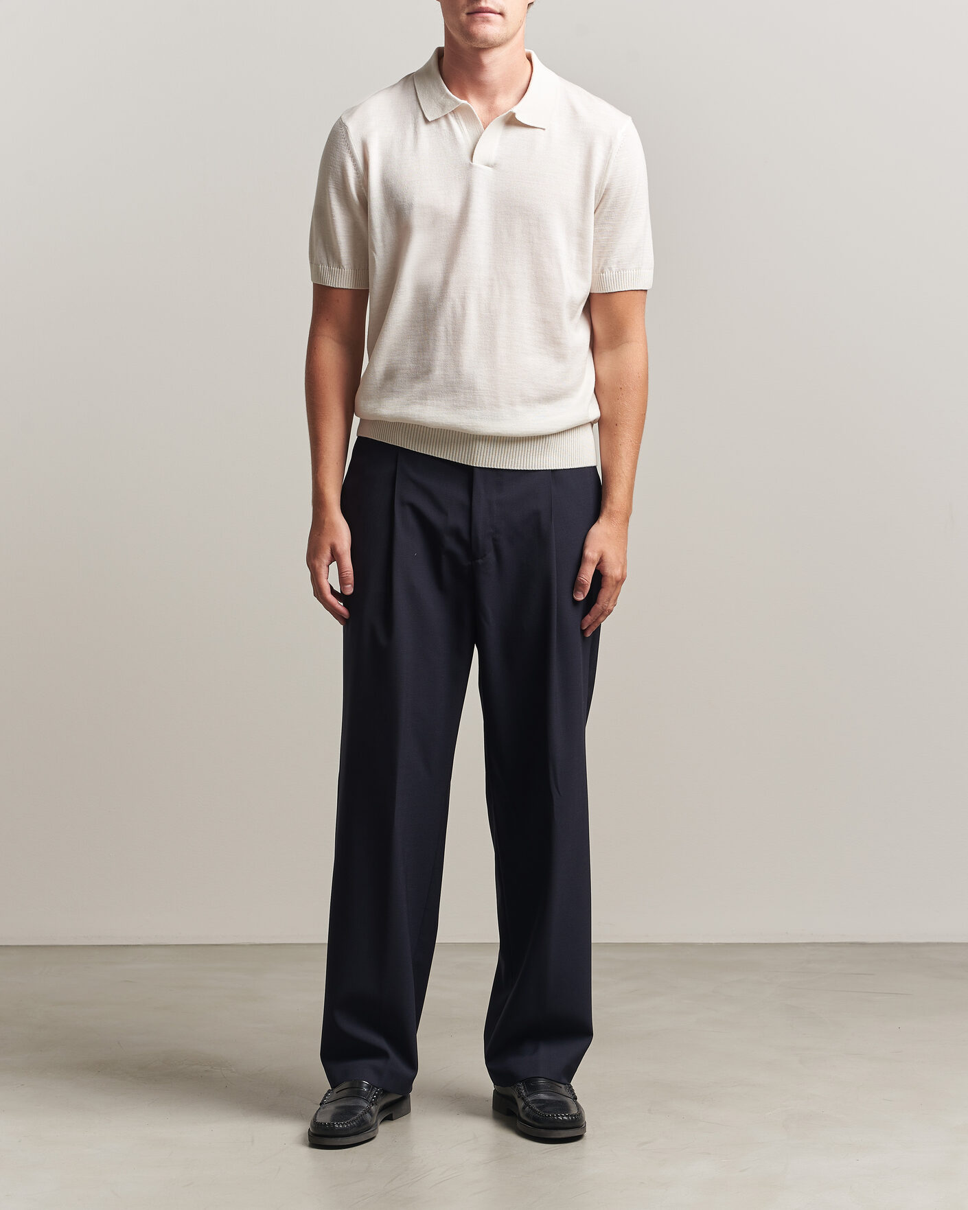 Men | Trousers | BOSS BLACK | Pat Pleated Wool Trousers Dark Blue
