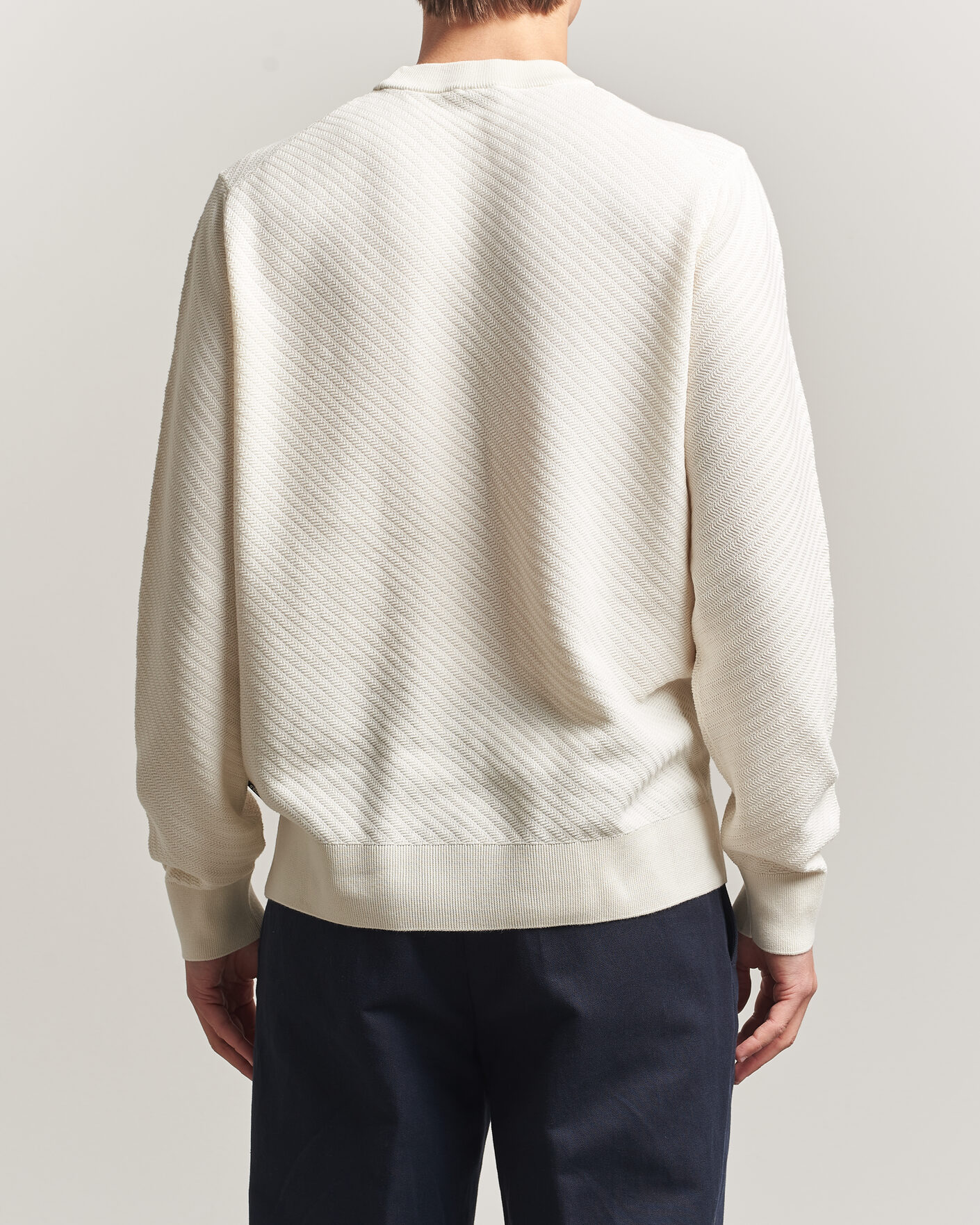 Men | Sweaters & Knitwear | BOSS BLACK | Lofranco Structured Knitted Sweater Open White