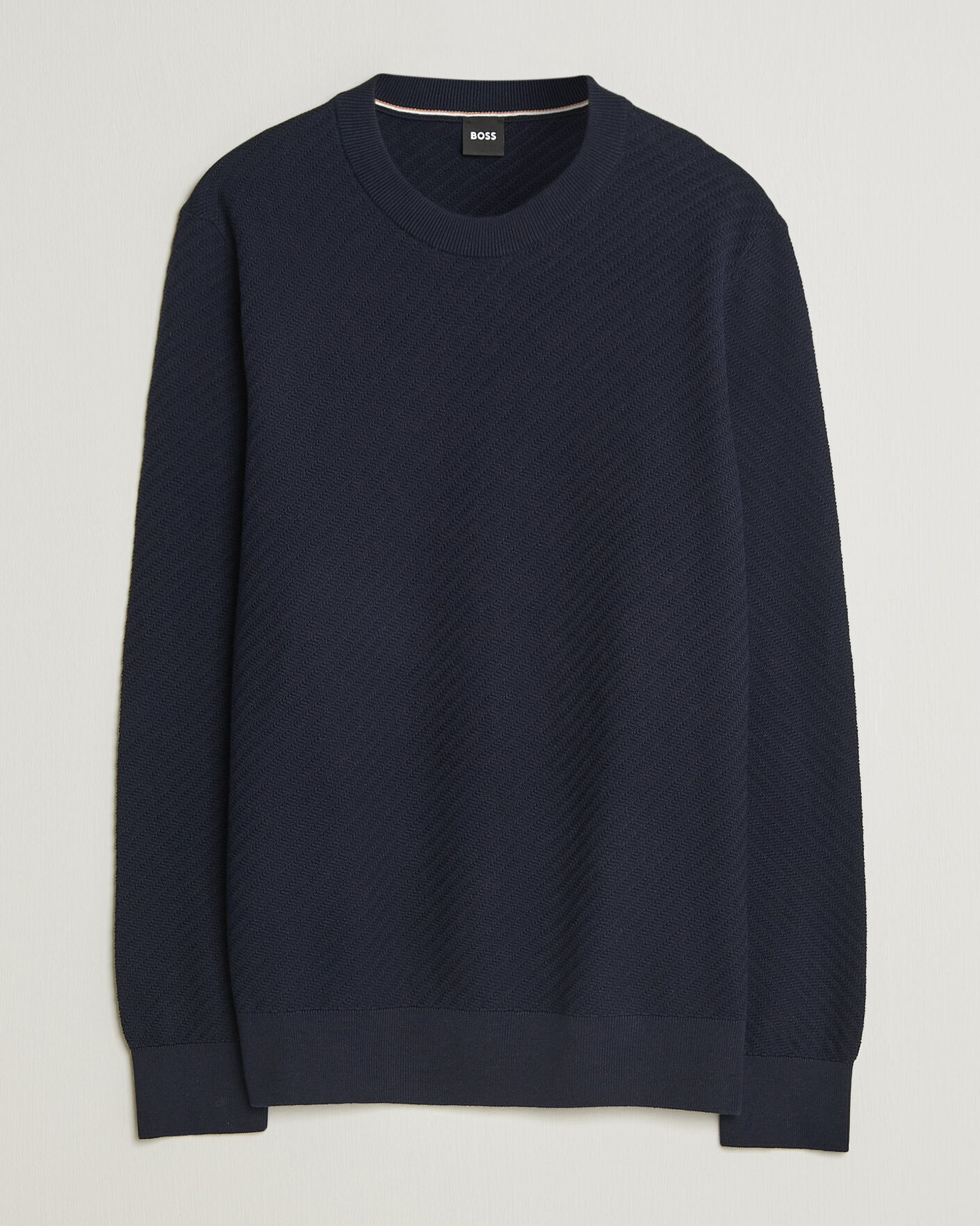 Men | Sweaters & Knitwear | BOSS BLACK | Lofranco Structured Knitted Sweater Dark Blue