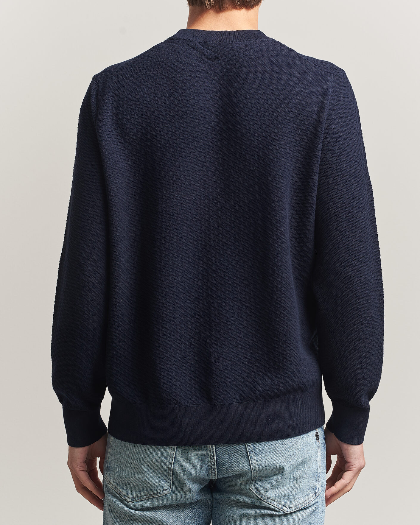 Men | Sweaters & Knitwear | BOSS BLACK | Lofranco Structured Knitted Sweater Dark Blue
