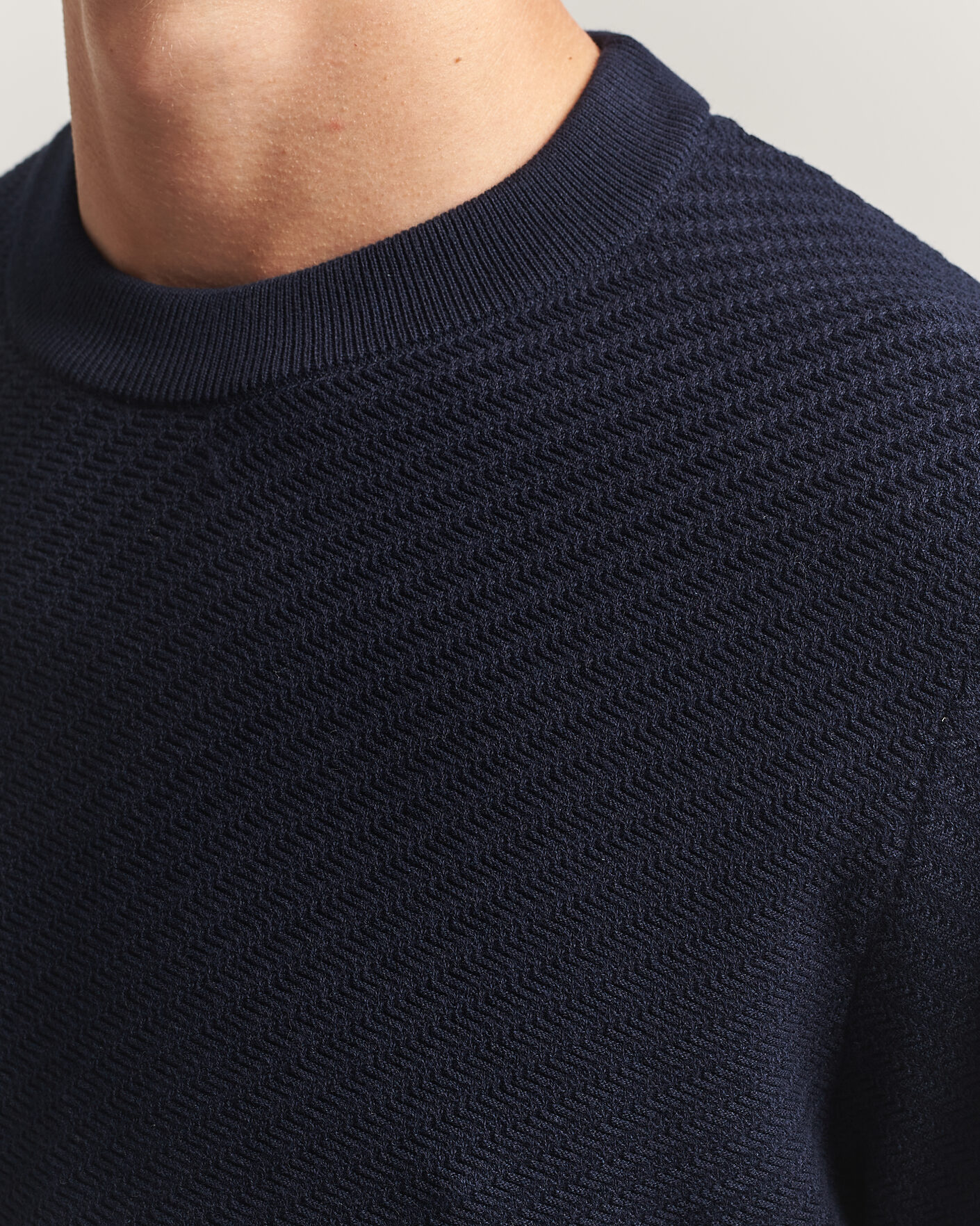 Men | Sweaters & Knitwear | BOSS BLACK | Lofranco Structured Knitted Sweater Dark Blue