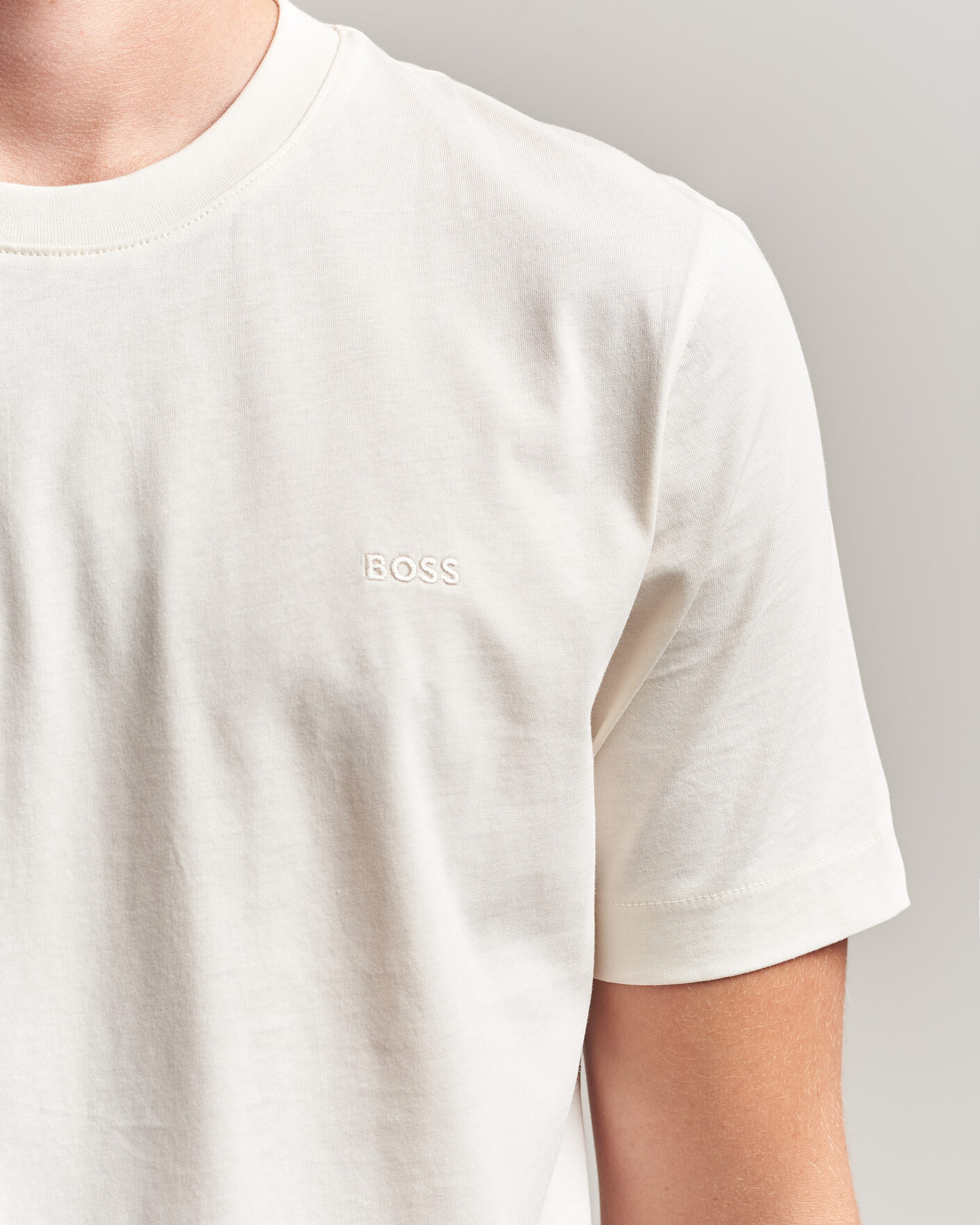 Men | T-Shirts | BOSS BLACK | Thompson Crew Neck T-Shirt Open White