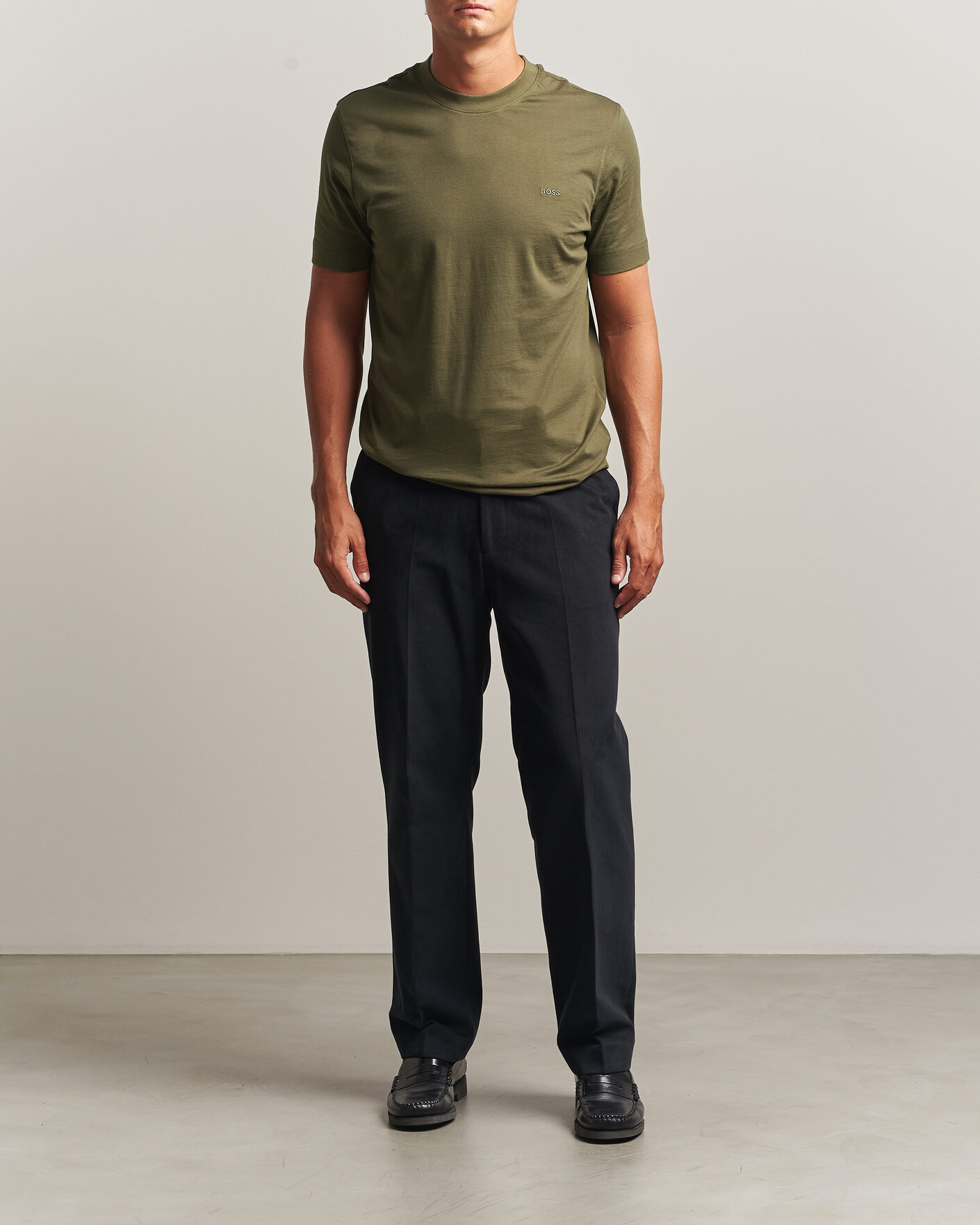 Men | T-Shirts | BOSS BLACK | Thompson Crew Neck T-Shirt Open Green