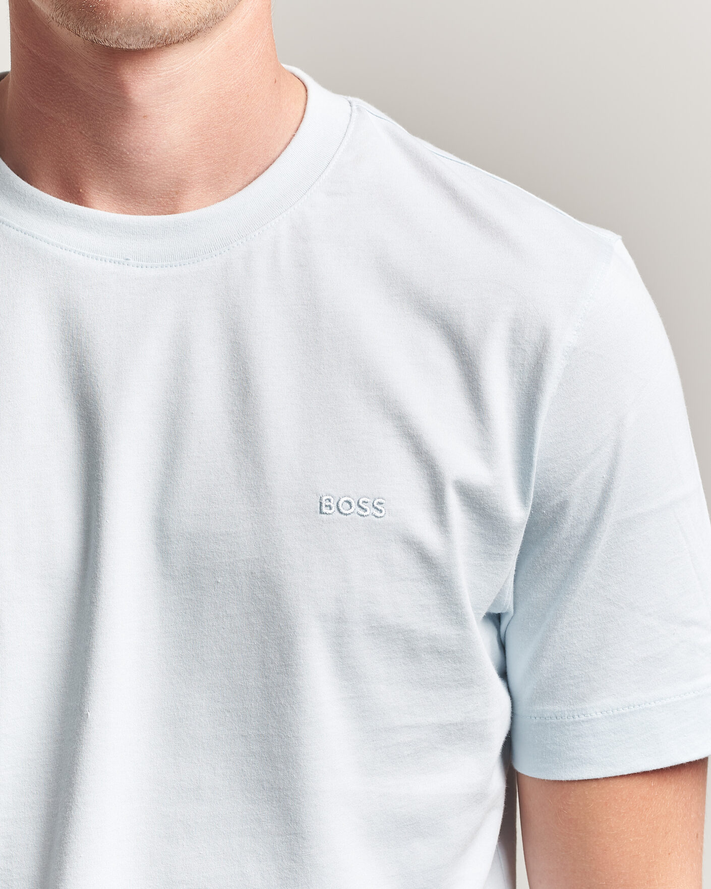Men | T-Shirts | BOSS BLACK | Thompson Crew Neck T-Shirt Open Blue