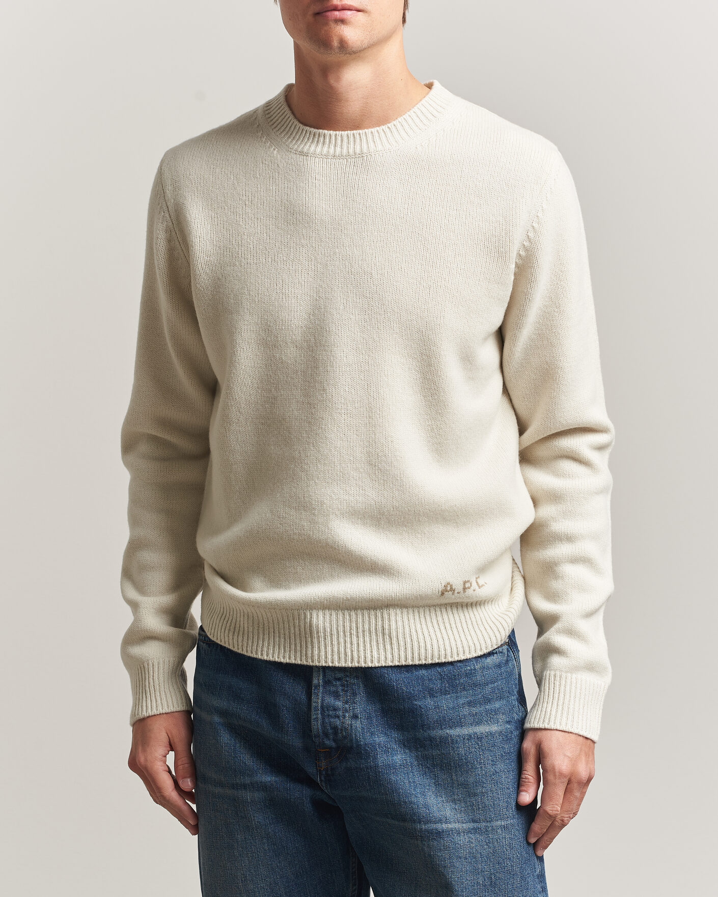 Men | Sweaters & Knitwear | A.P.C. | Edmond Wool Knitted Sweater Ecru