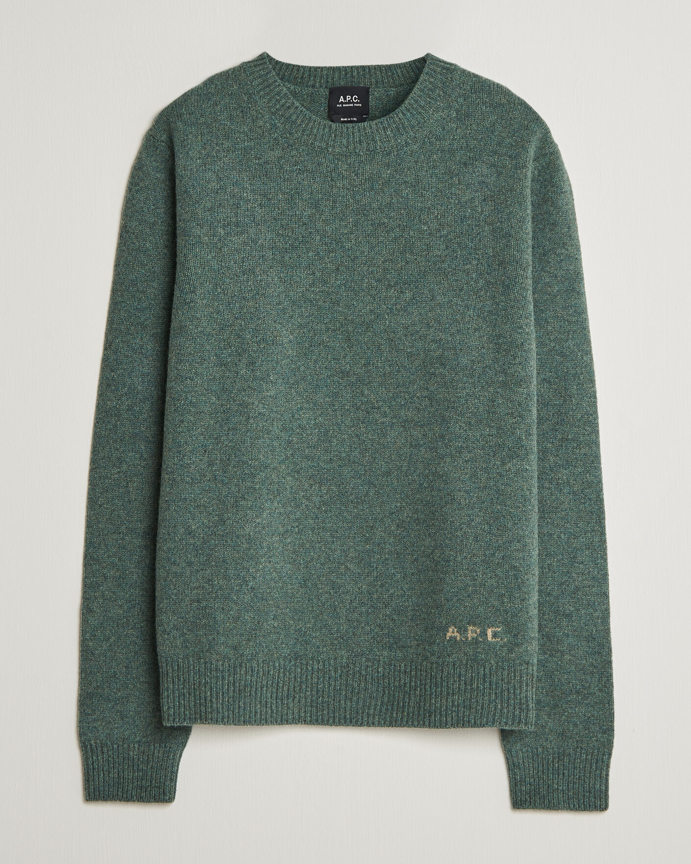 Men | Sweaters & Knitwear | A.P.C. | Edmond Wool Knitted Sweater Green Melange