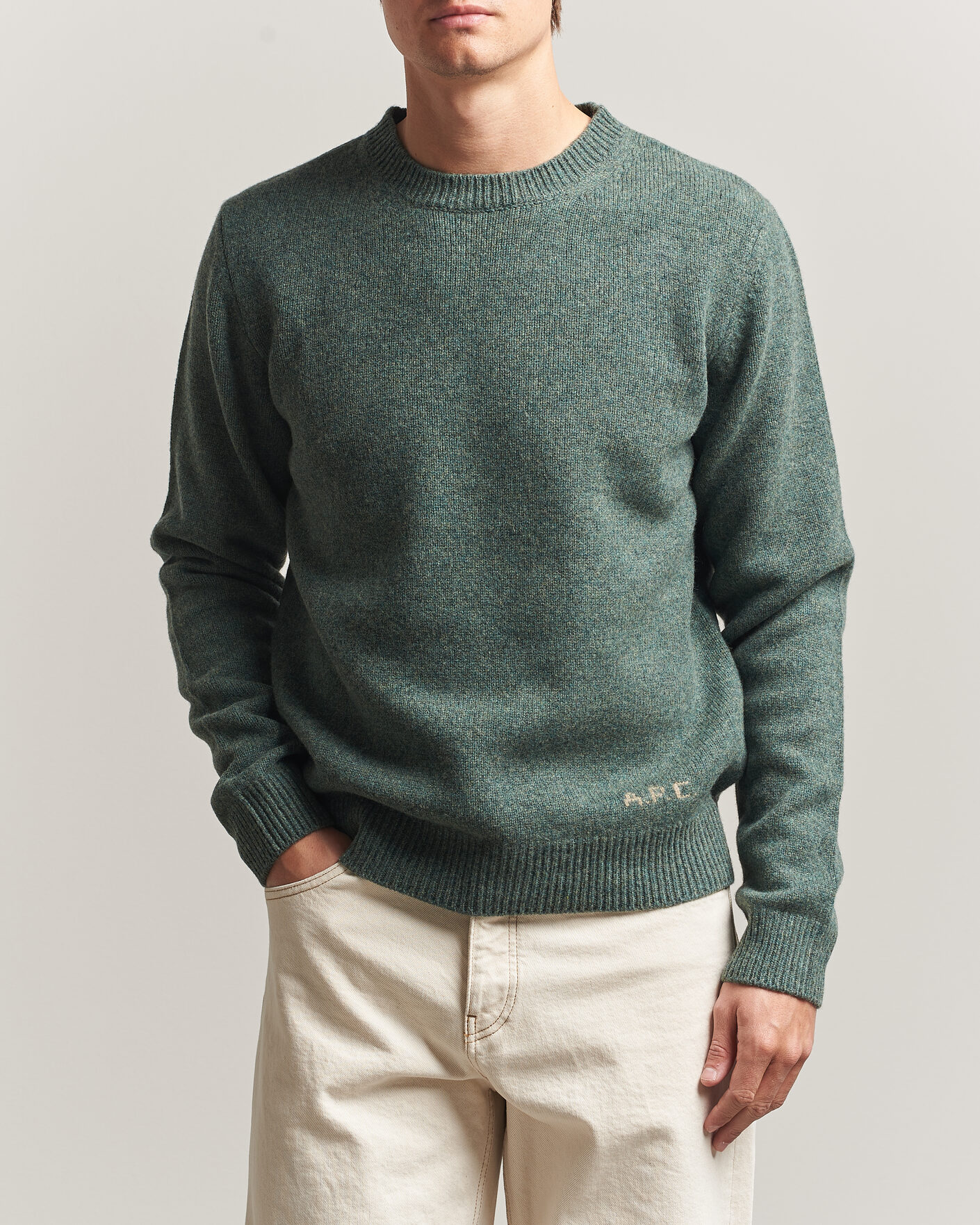 Men | Sweaters & Knitwear | A.P.C. | Edmond Wool Knitted Sweater Green Melange