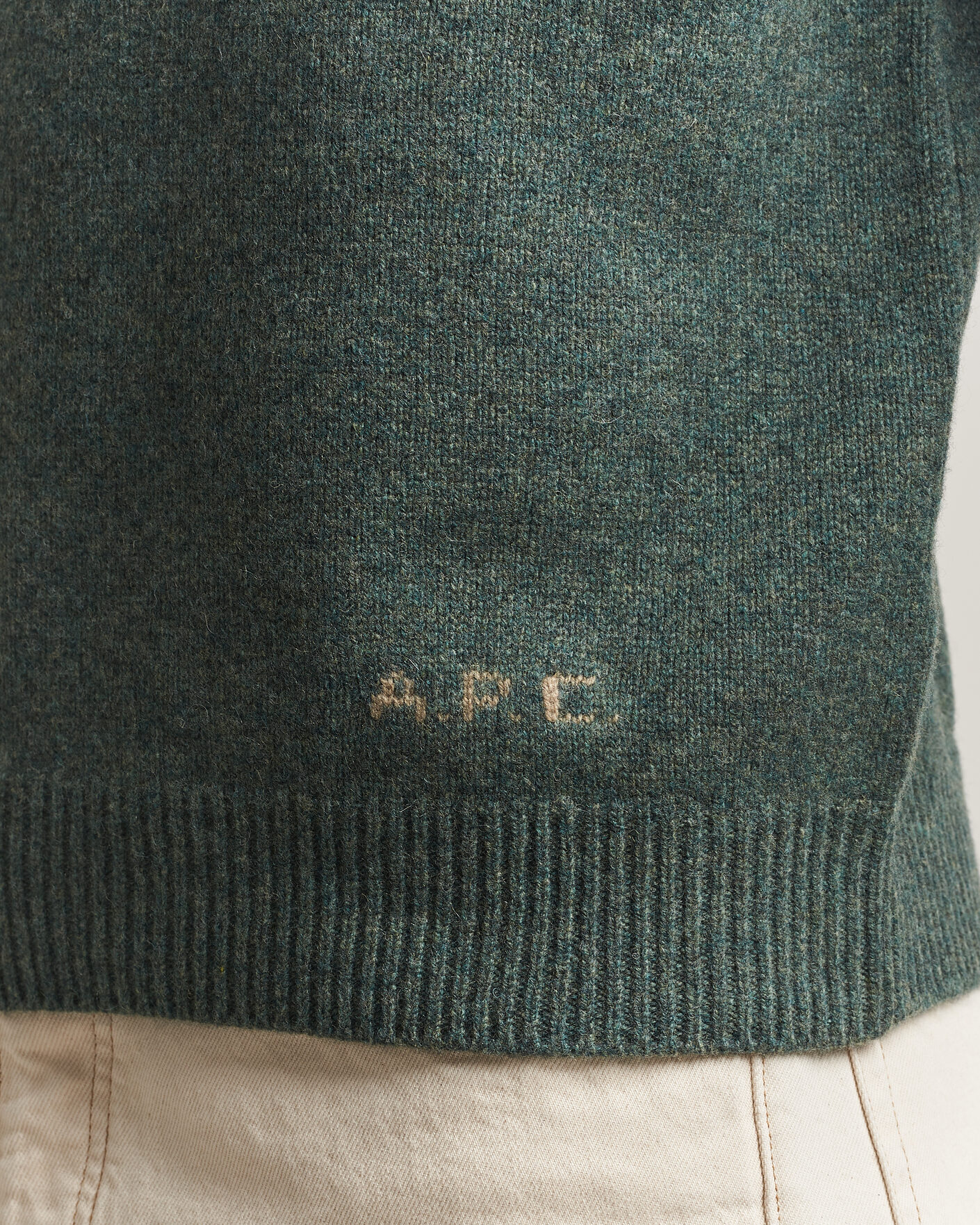 Men | Sweaters & Knitwear | A.P.C. | Edmond Wool Knitted Sweater Green Melange