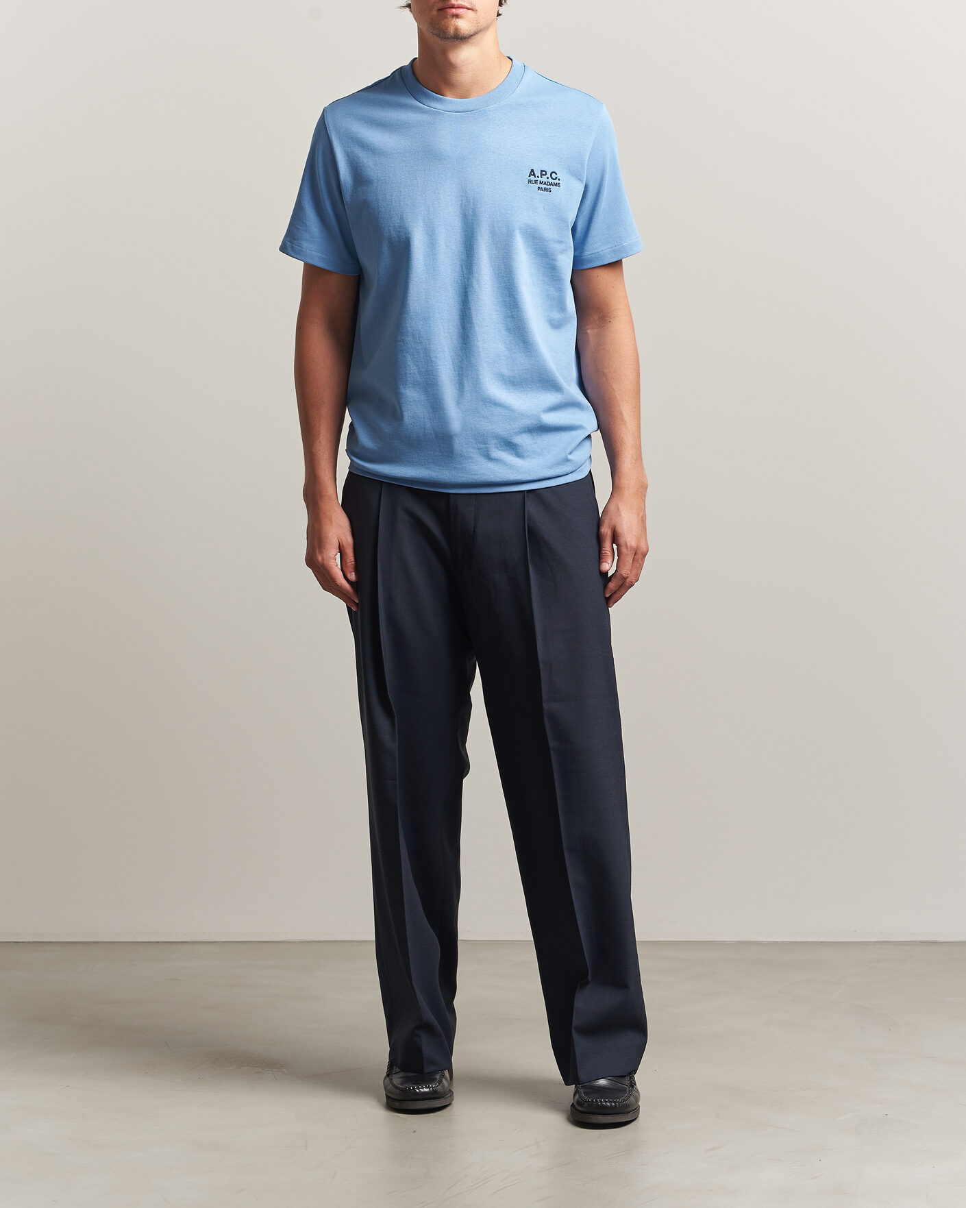 Men | T-Shirts | A.P.C. | Rue Madame T-Shirt Light Blue