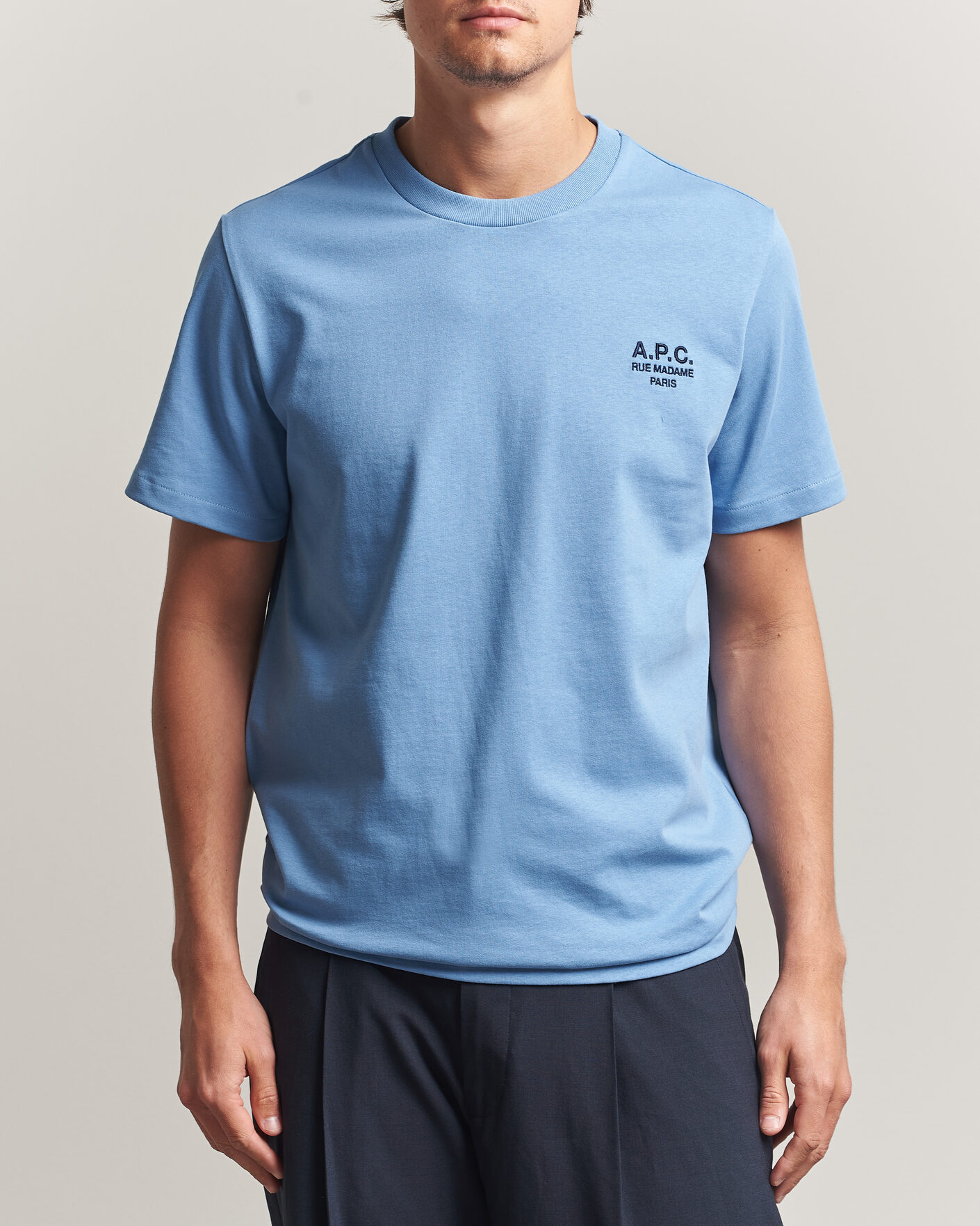 Men | T-Shirts | A.P.C. | Rue Madame T-Shirt Light Blue