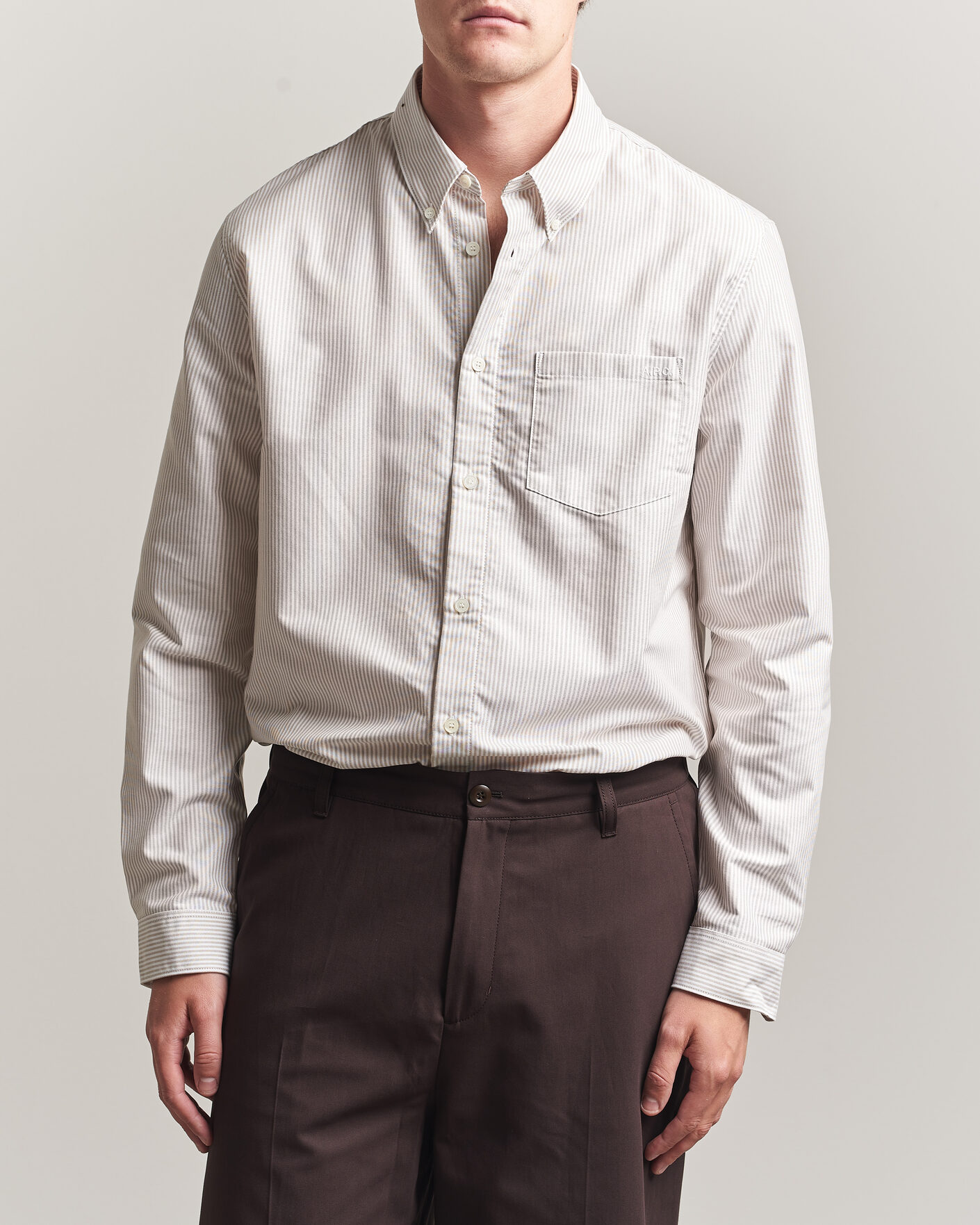 Men | Shirts | A.P.C. | Greg Striped Oxford Shirt Beige/White