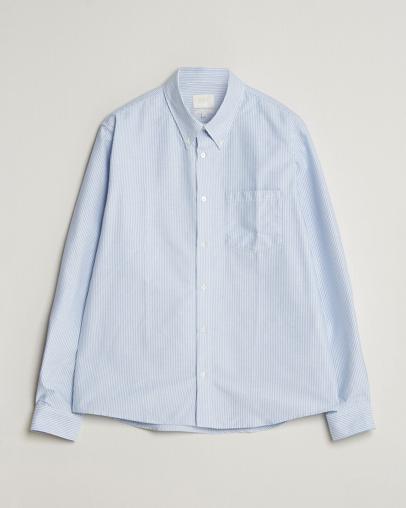 Men | Shirts | A.P.C. | Greg Striped Oxford Shirt Blue/White