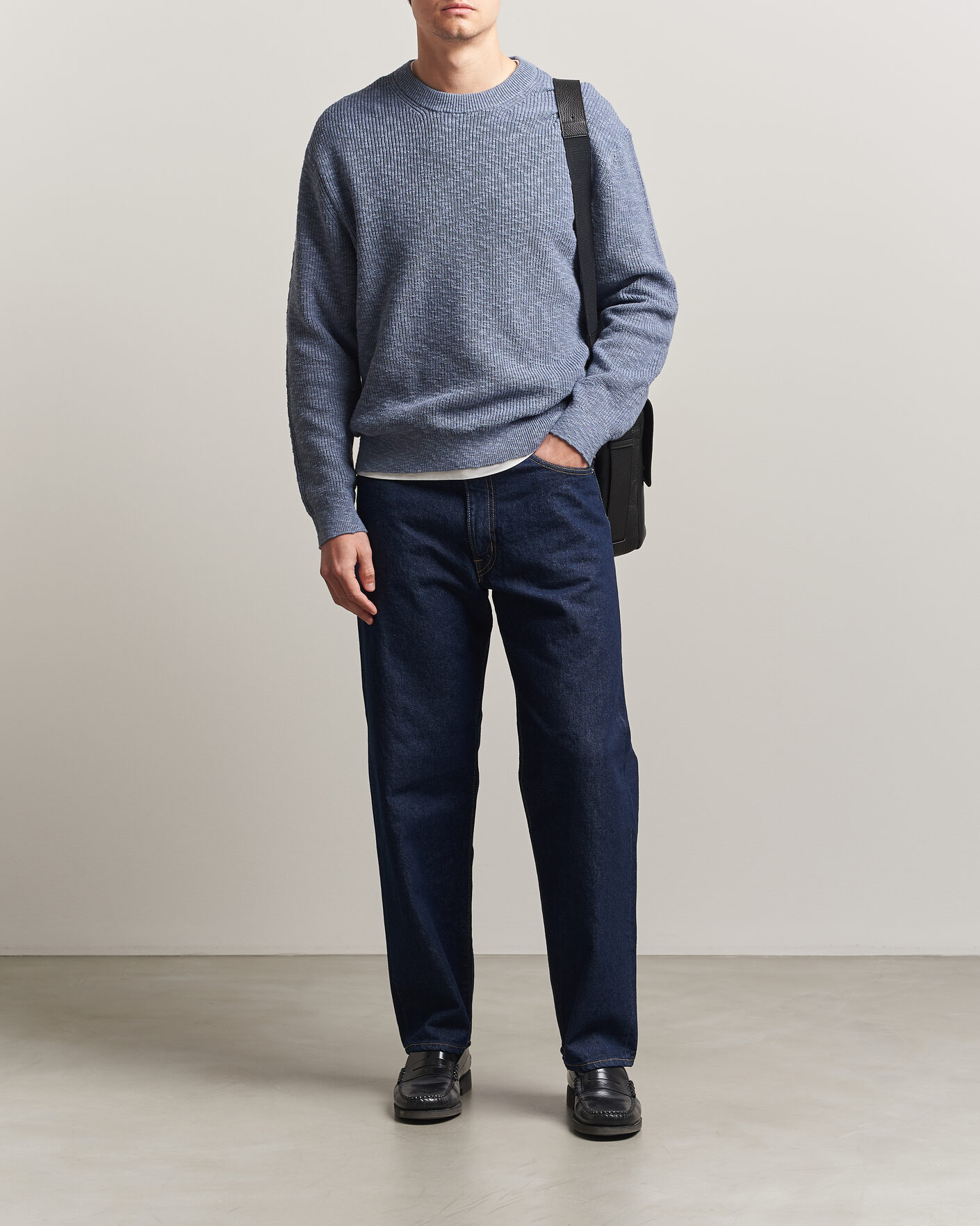 Men | Sweaters & Knitwear | NN07 | Russell Cotton Knitted Sweater Stone Blue