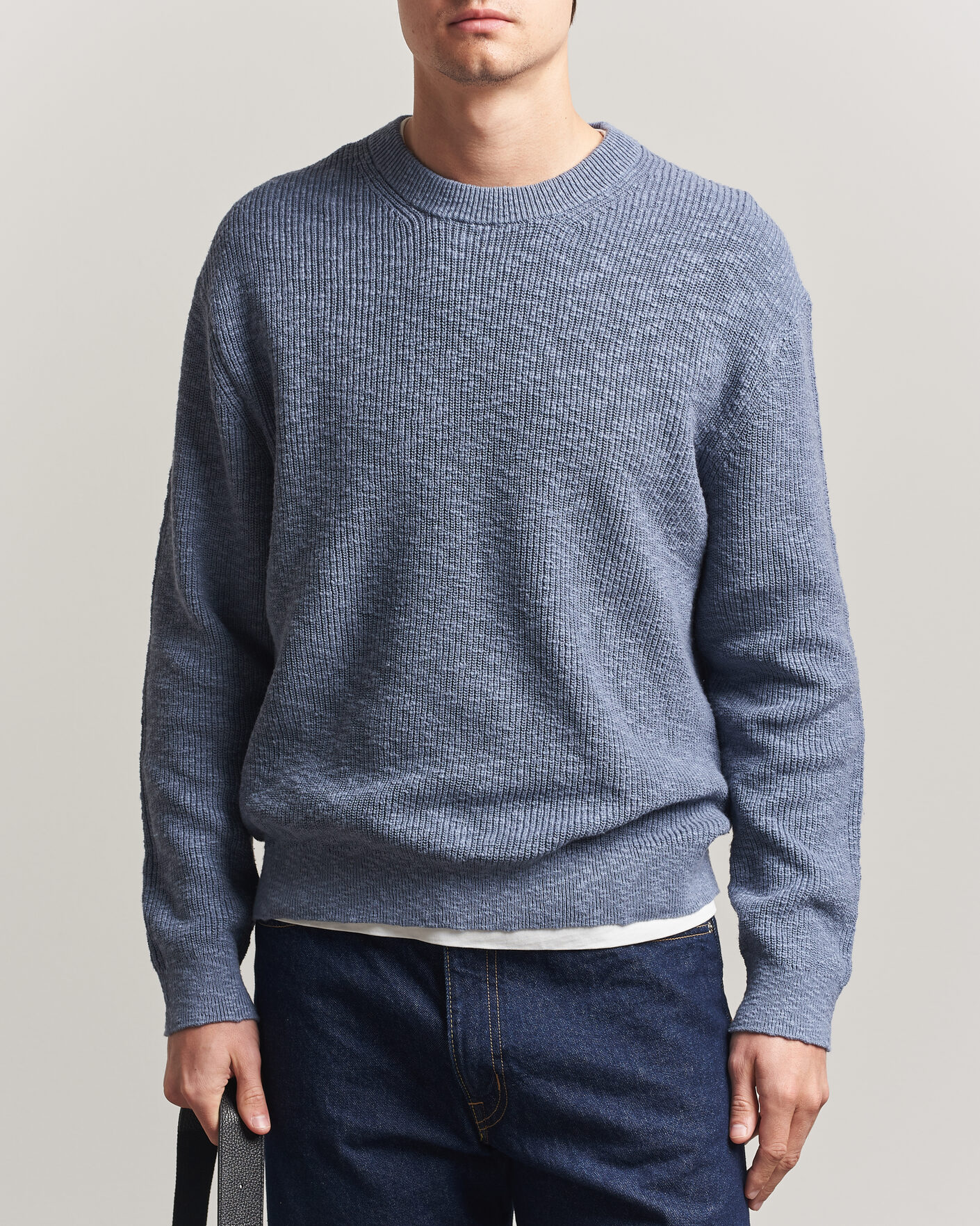 Men | Sweaters & Knitwear | NN07 | Russell Cotton Knitted Sweater Stone Blue