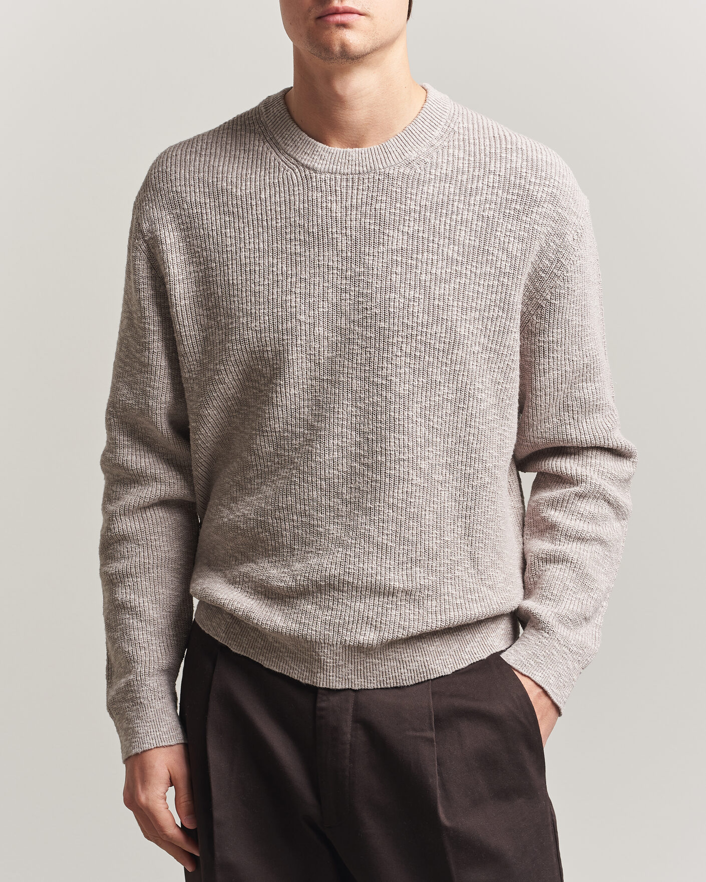 Men | Sweaters & Knitwear | NN07 | Russell Cotton Knitted Sweater Moon Dust