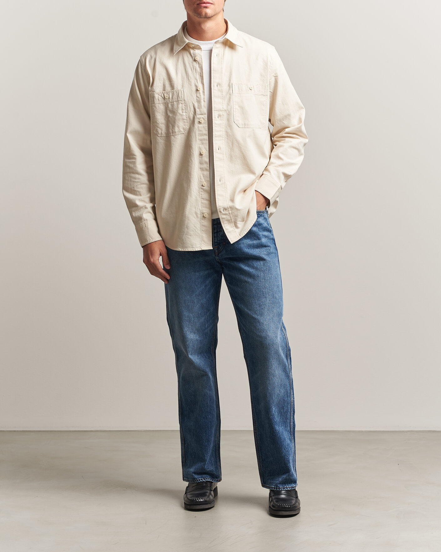Men | Shirts | NN07 | Colby Twill Overshirt Ivory