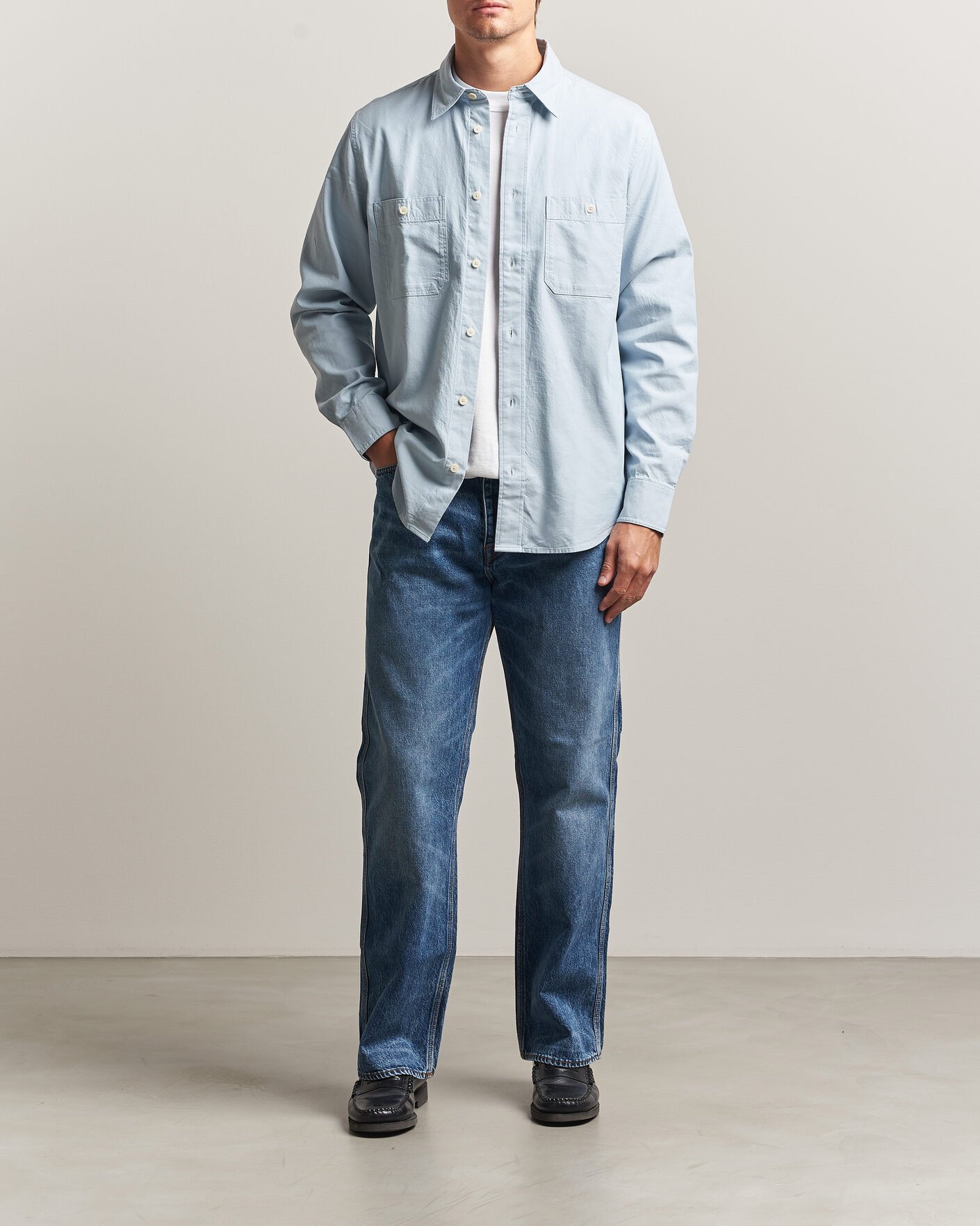 Men | Shirts | NN07 | Colby Twill Overshirt Sky Mist
