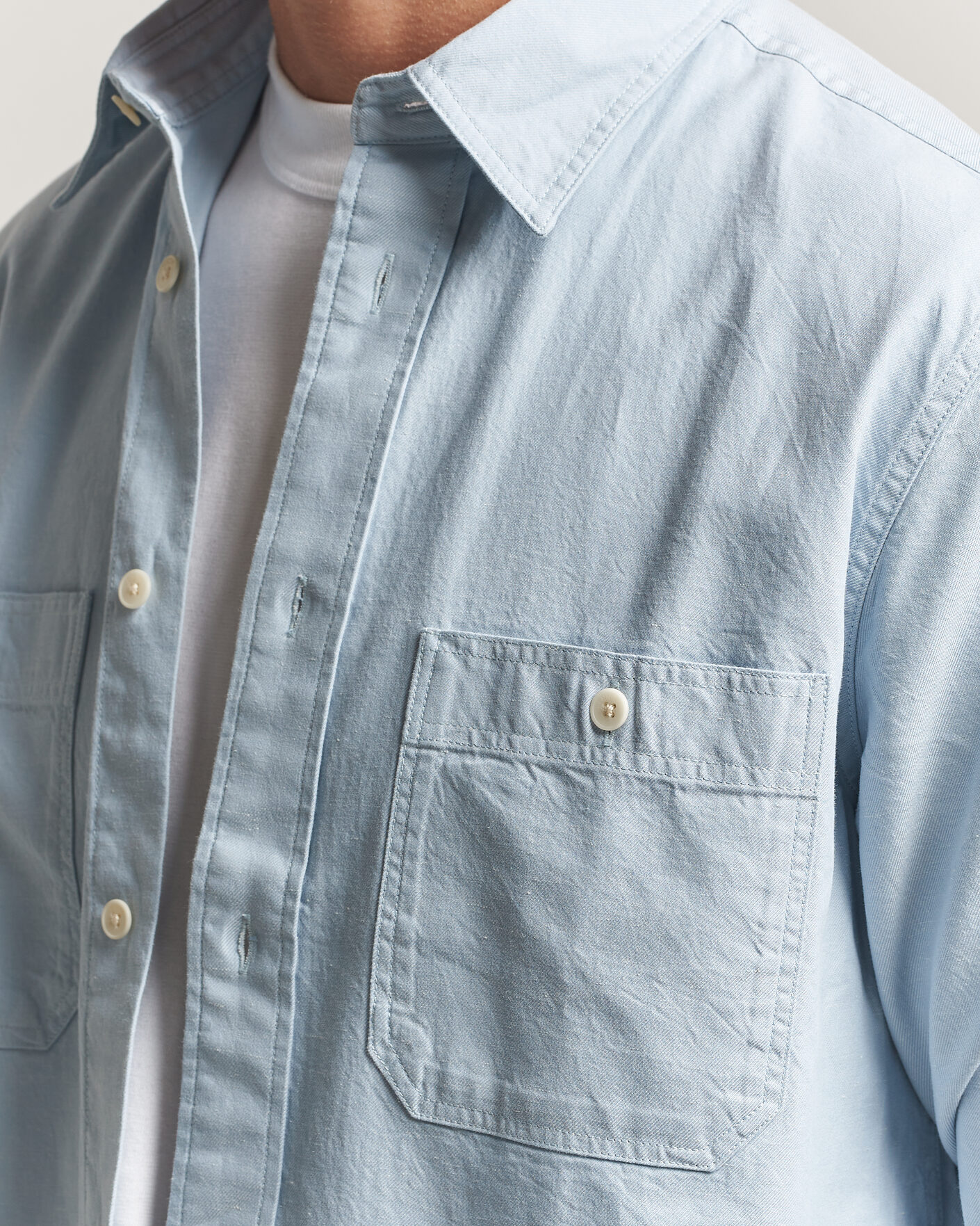 Men | Shirts | NN07 | Colby Twill Overshirt Sky Mist